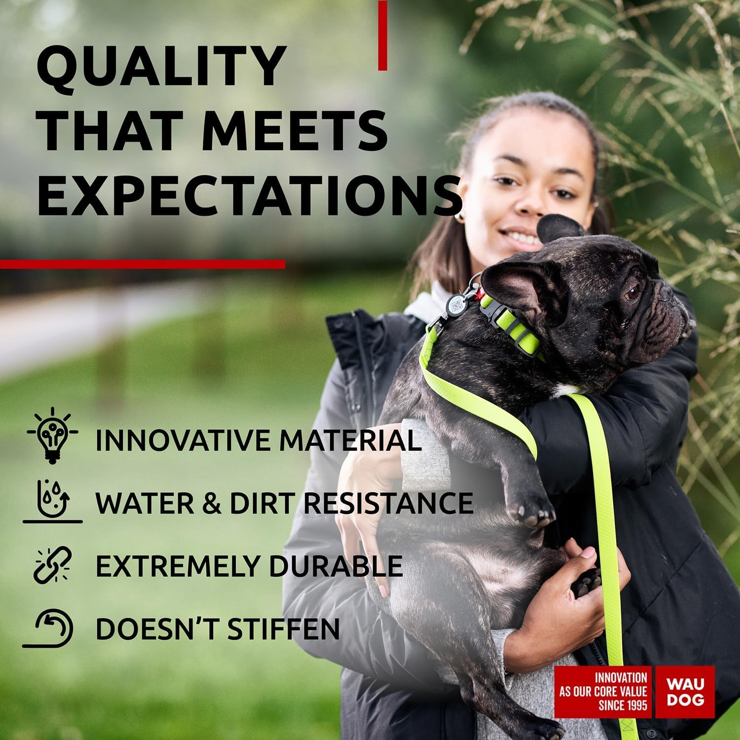 Waudog Waterproof Dog Collar - Adjustable Dog Collar For Large Dogs, Small And Medium Dogs - Heavy Dut Collars With Durable Meta