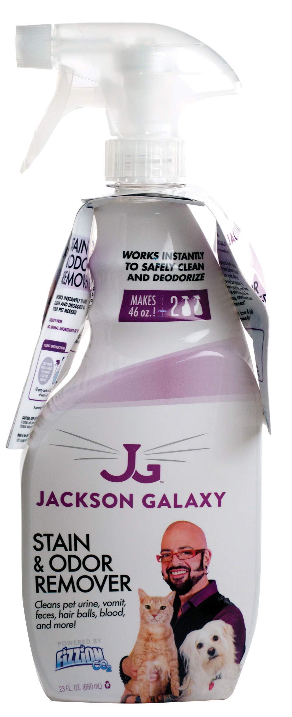 Jackson Galaxy: Stain & Odor Remover - Pet Urine Remover - 23 Oz Bottle - 2 Fill Tablets Included - Eliminates Pet Stains & Odor