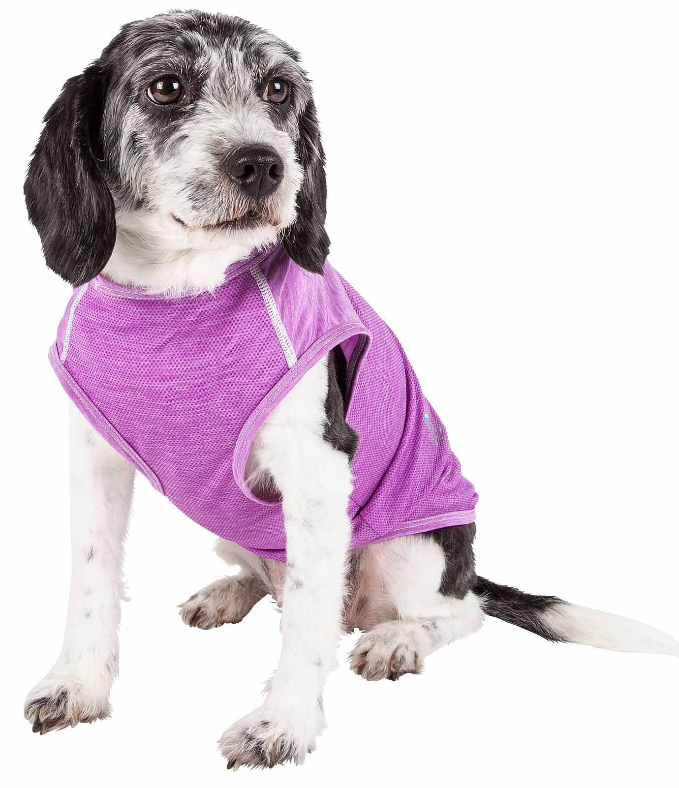 Pet Life Active 'Aero-Pawlse' Heathered Quick-Dry And 4-Way Stretch-Performance Dog Tank Top T-Shirt(D0102H7Ltwy.)