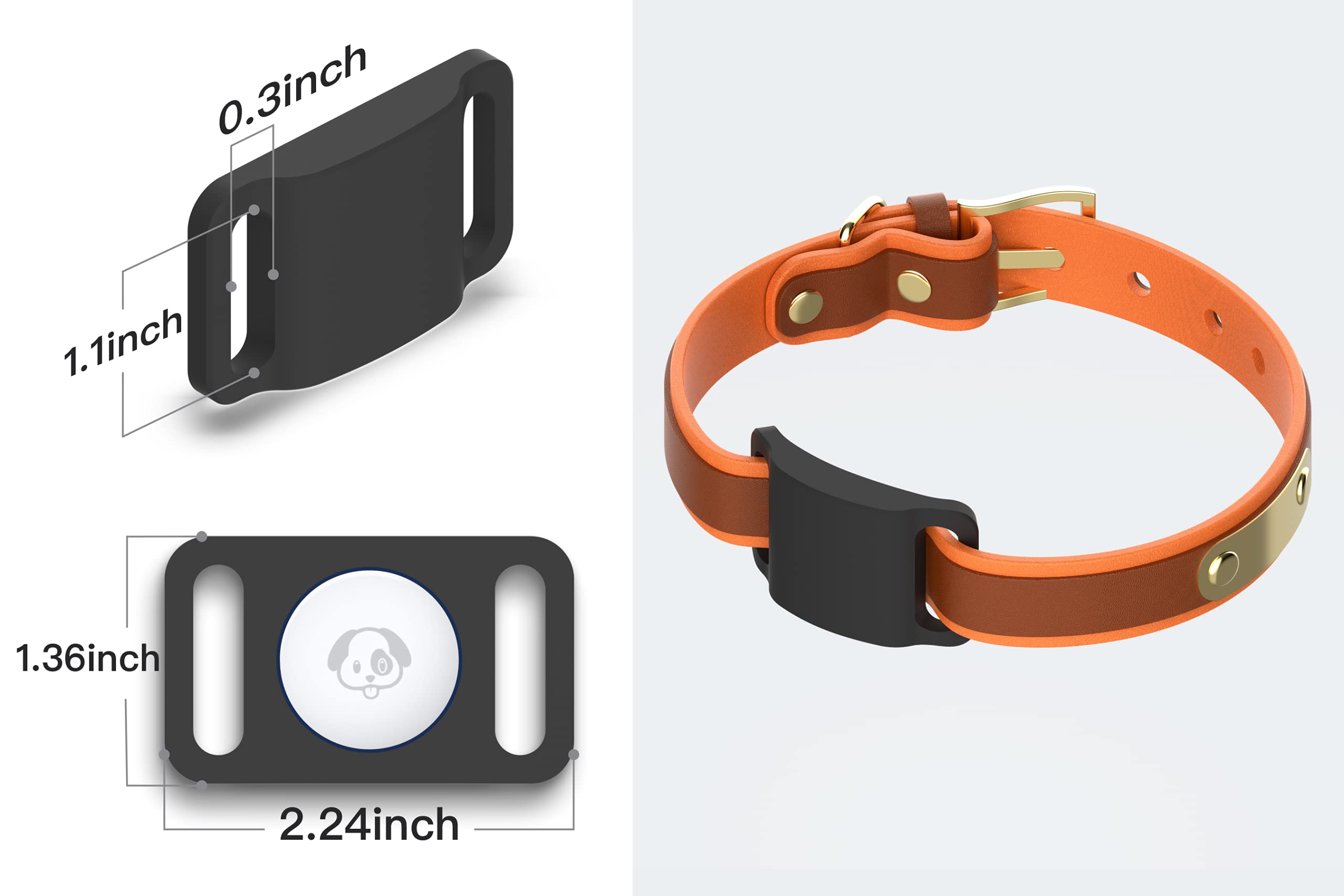 Ipx7 Waterproof Airtag Holder, Damonlight 2 Packs Airtag Dog Collar Holder Fit For Dog Cat Collar Pet Loop Air Tag Holder Accessories, Anti Scratch Silicone Case Lightweight Soft (Black)