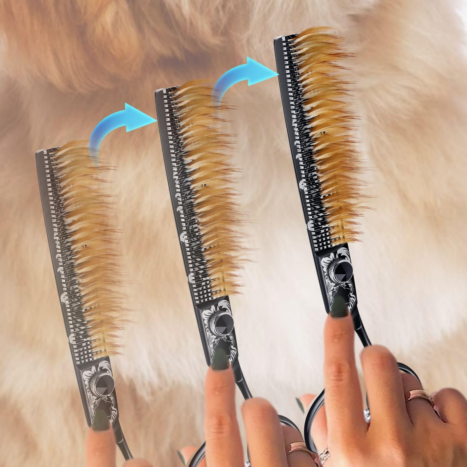 Jason 8 Inch Dog Thinning Scissors Ergonomic Pets Grooming Thinner Blender Shears Cat Trimming Texturizing With Offset Handle, S