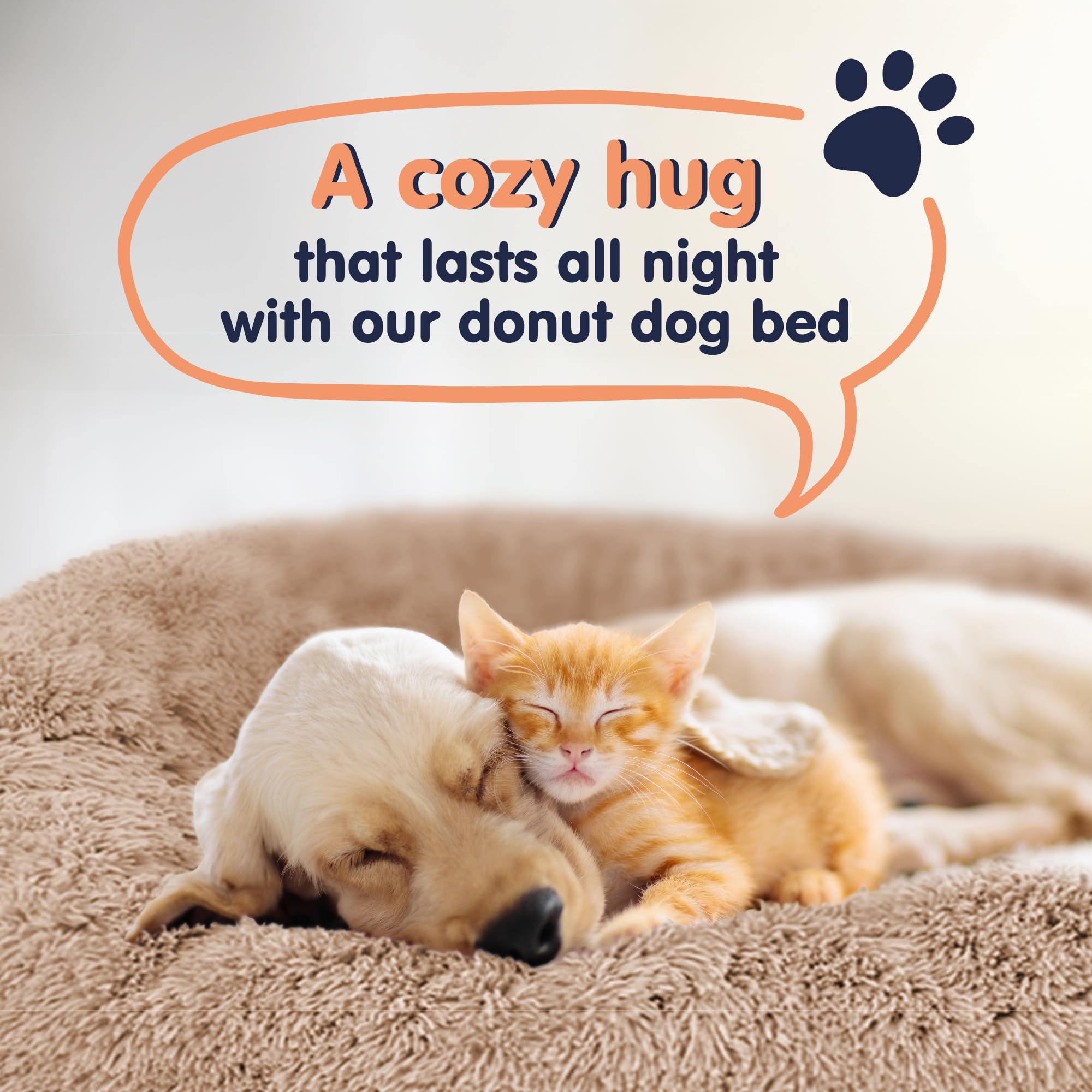 Donut Dog Bed - Premium Comfort for Anxiety Relief - Fluffy & Calming Design with Ultra-Plush Support | Cozy Round Dog Bed with