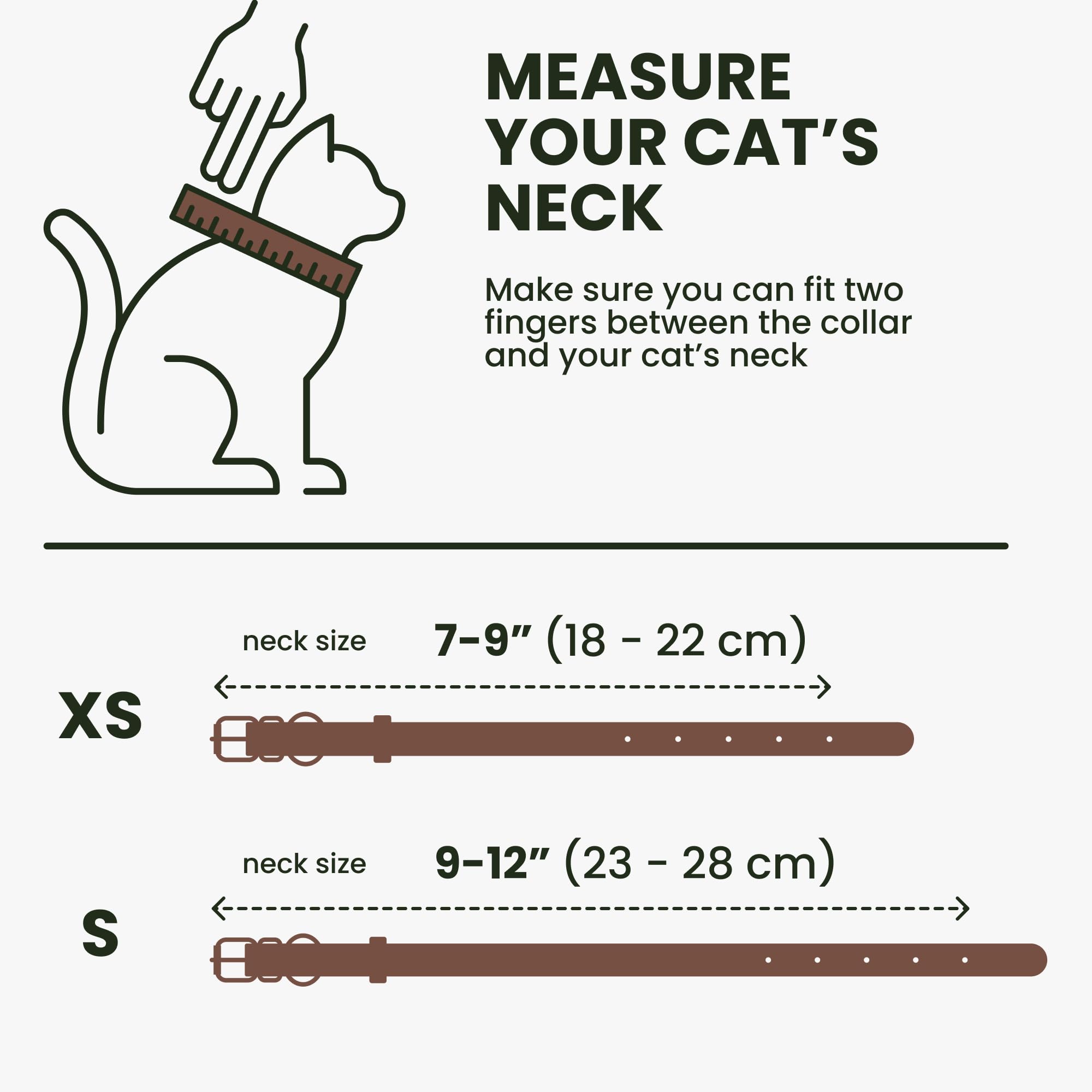 Bronzedog Leather Cat Collar With Removable Bells Non Breakaway Kitten Qr Tag For Girl Boy (9' - 12' Cats/Mini Dogs, Brown & Silver)