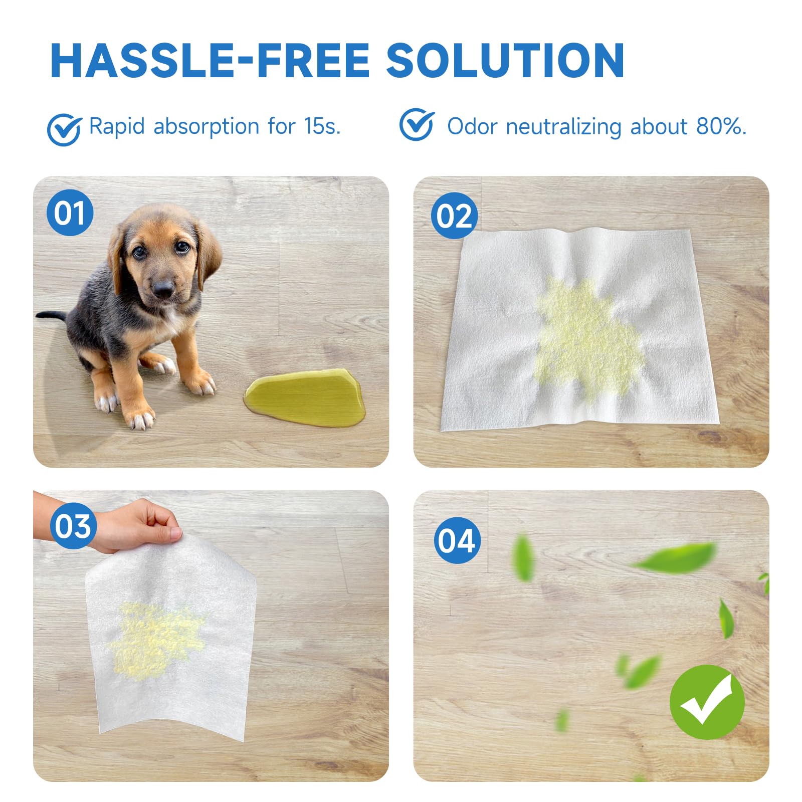 L&W BROS. Easy Clean Pet Quick Absorbent Sheets - Innovative Solution for Mess-Free Cleanup Not Traditional Pee Pads, 12x10 for