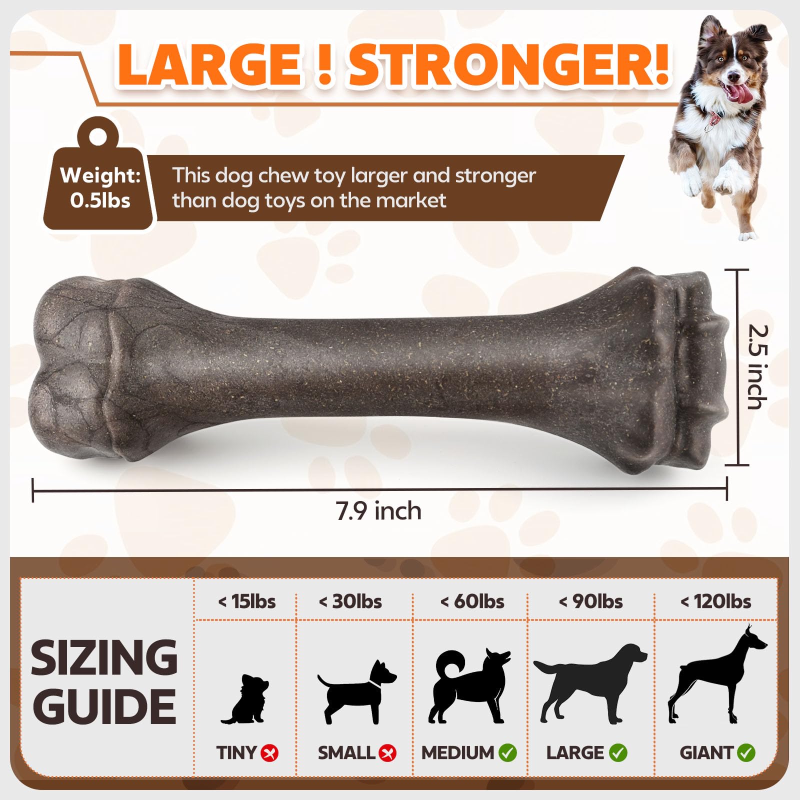 Dog Toys For Aggressive Chewers, Indestructible Bones Toy For Aggressive Chewers, Tough Puppy Chew Toy For Heavy Duty Dogs, Big