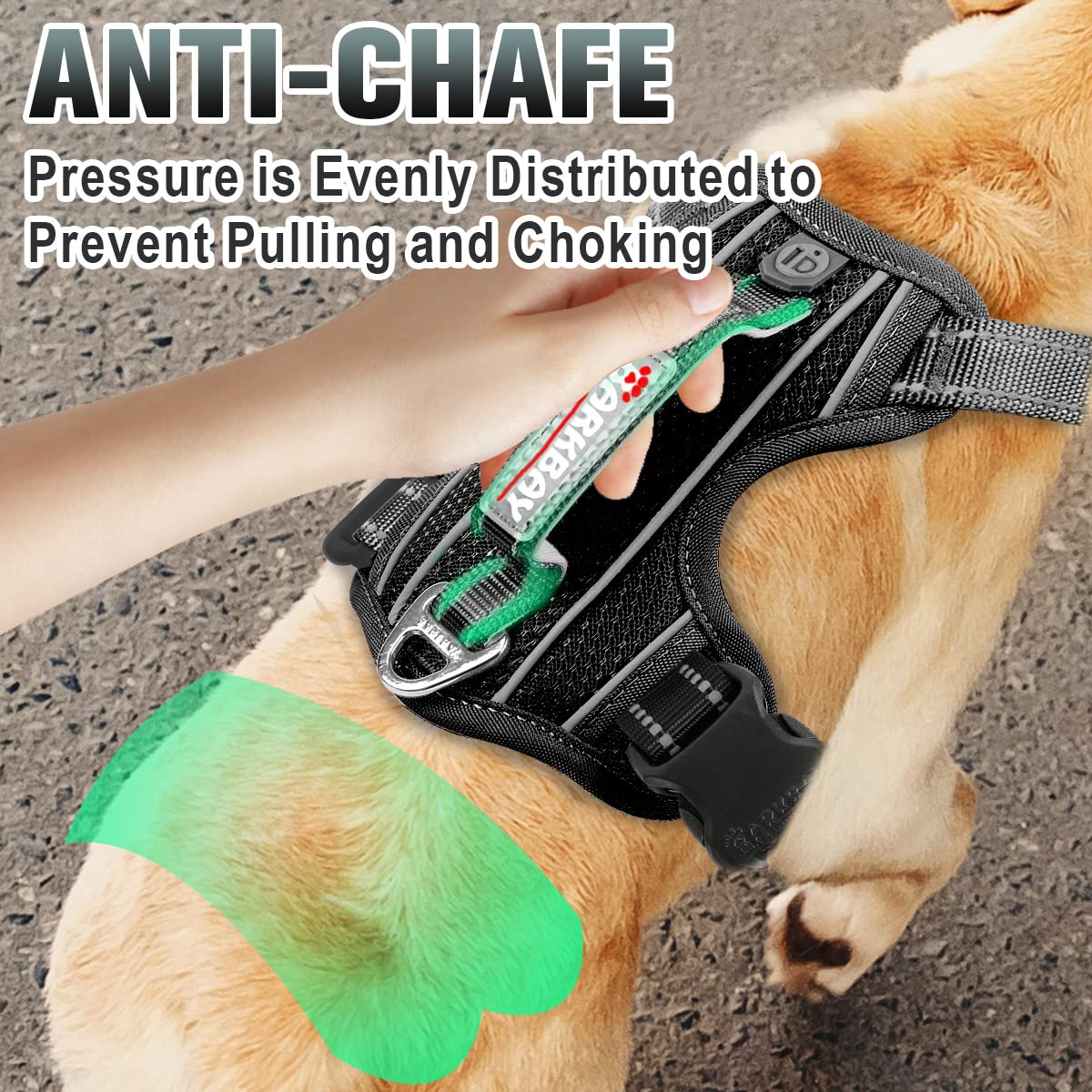 Barkbay No Pull Dog Harness Large Step In Reflective Dog Harness With Front Clip And Easy Control Handle For Walking Training Running With Id Tag Pocket(Black,M)