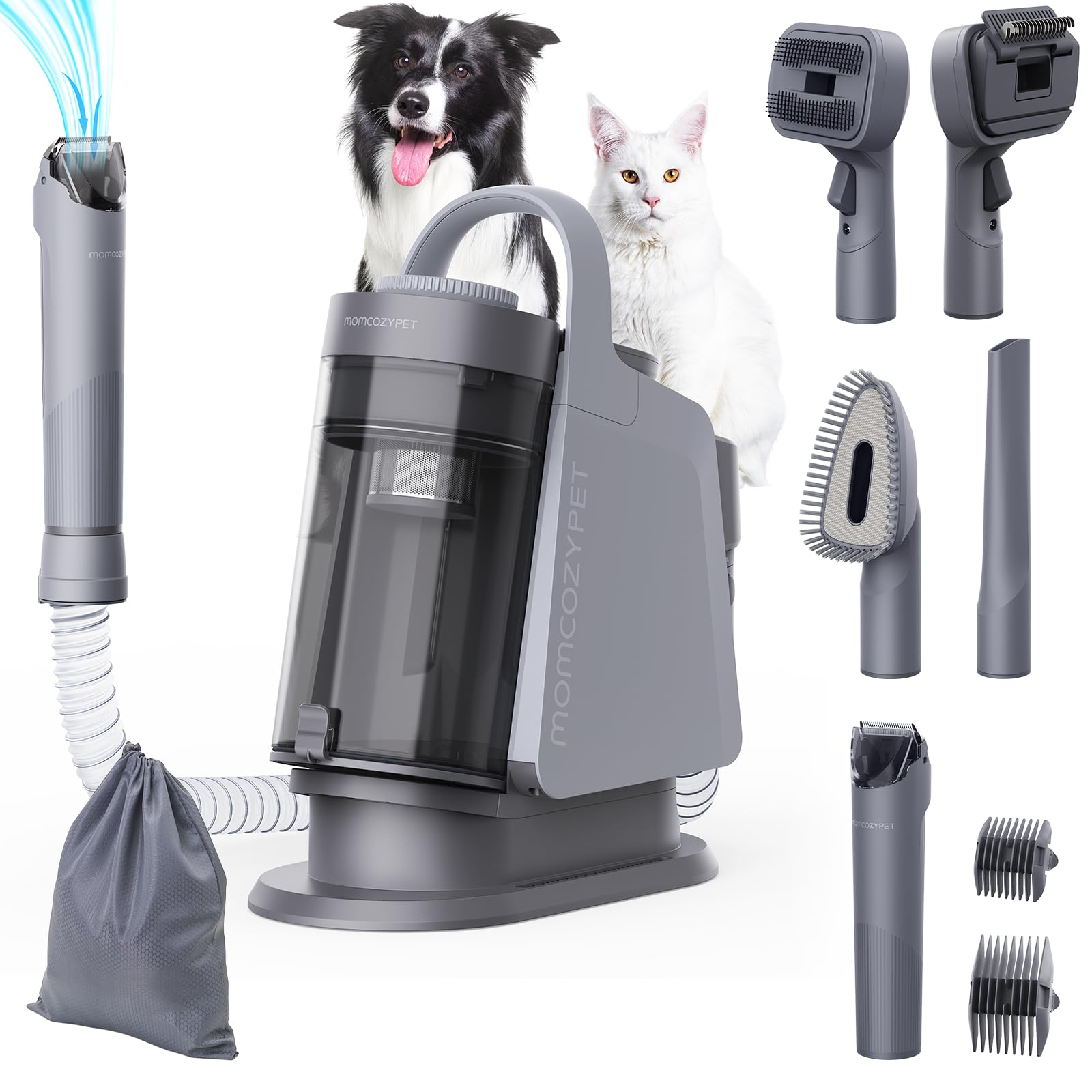 Momcozypet Dog Grooming Kit, Furease Dog Grooming Vacuum With Dog Clippers For Grooming, 13000Pa Powerful Dog Vacuum For Sheddin