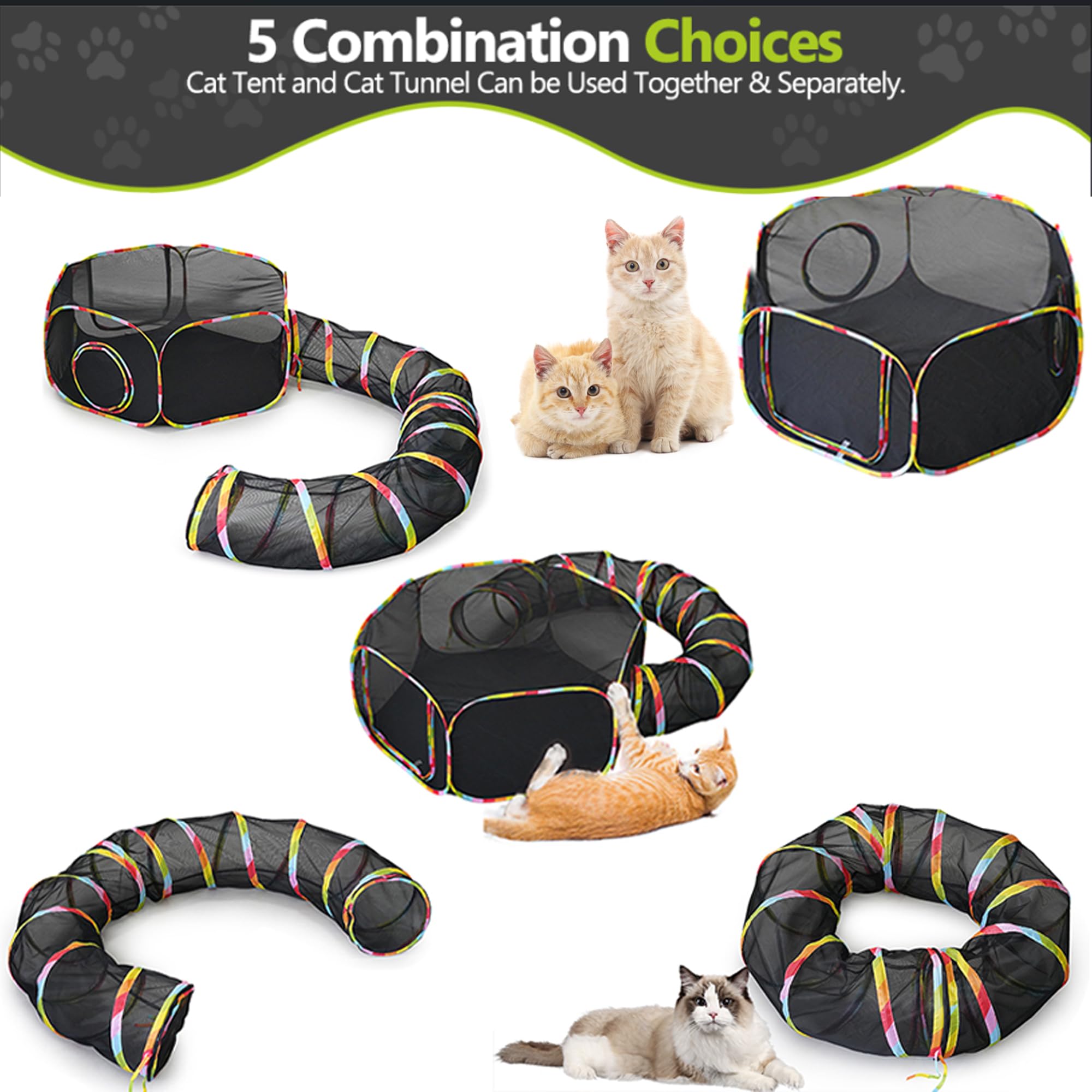 Naielfopet Outdoor Cat Enclosure, Portable Cat Tents For Outside With Storage Bag, Outside Cat Playpen Pet Enclosure With Toy Ba