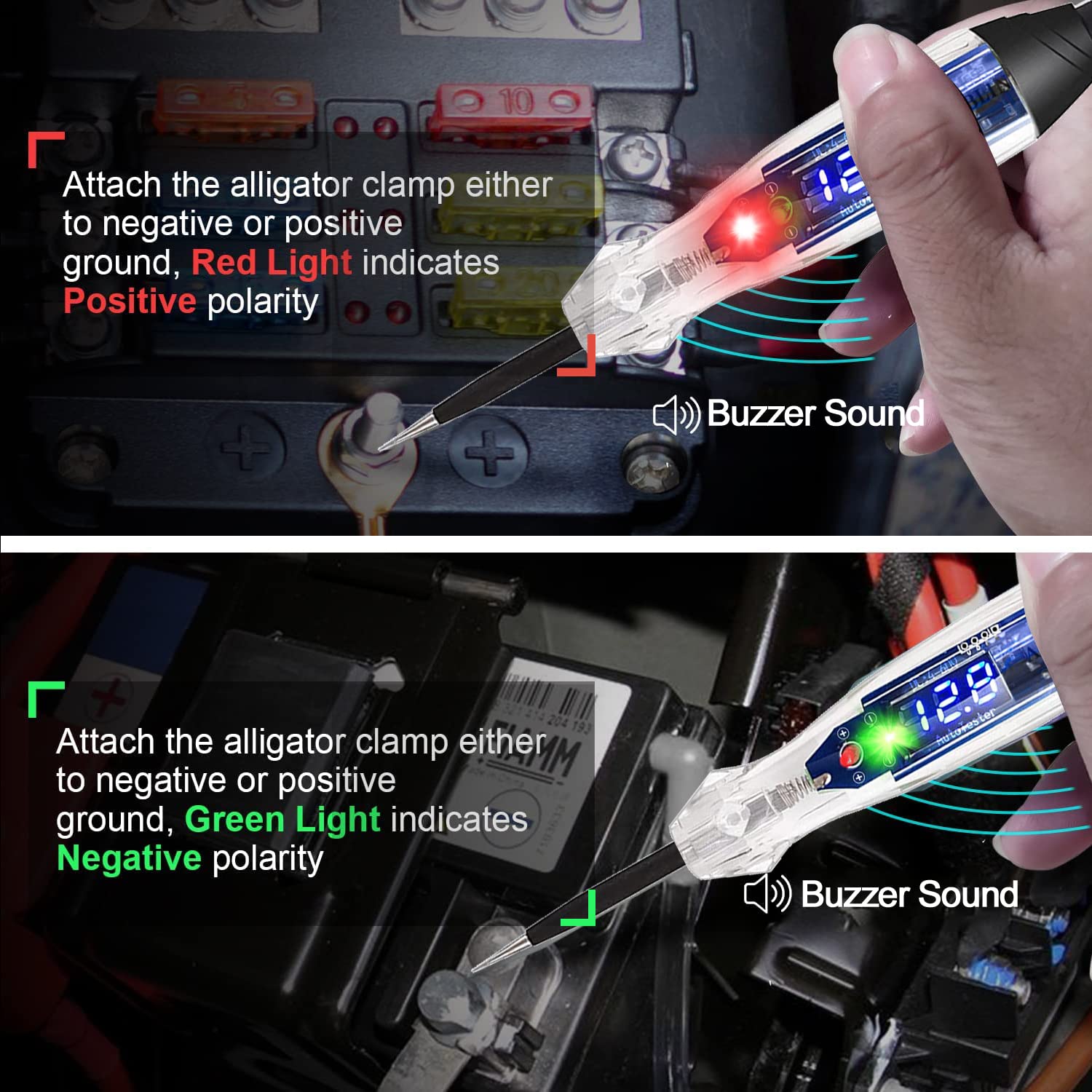 Awblin Upgraded Automotive Buzzer Test Light 4-60V Dc Digital Led Circuit Tester, Heavy Duty Light Tester With Voltmeter, Auto B