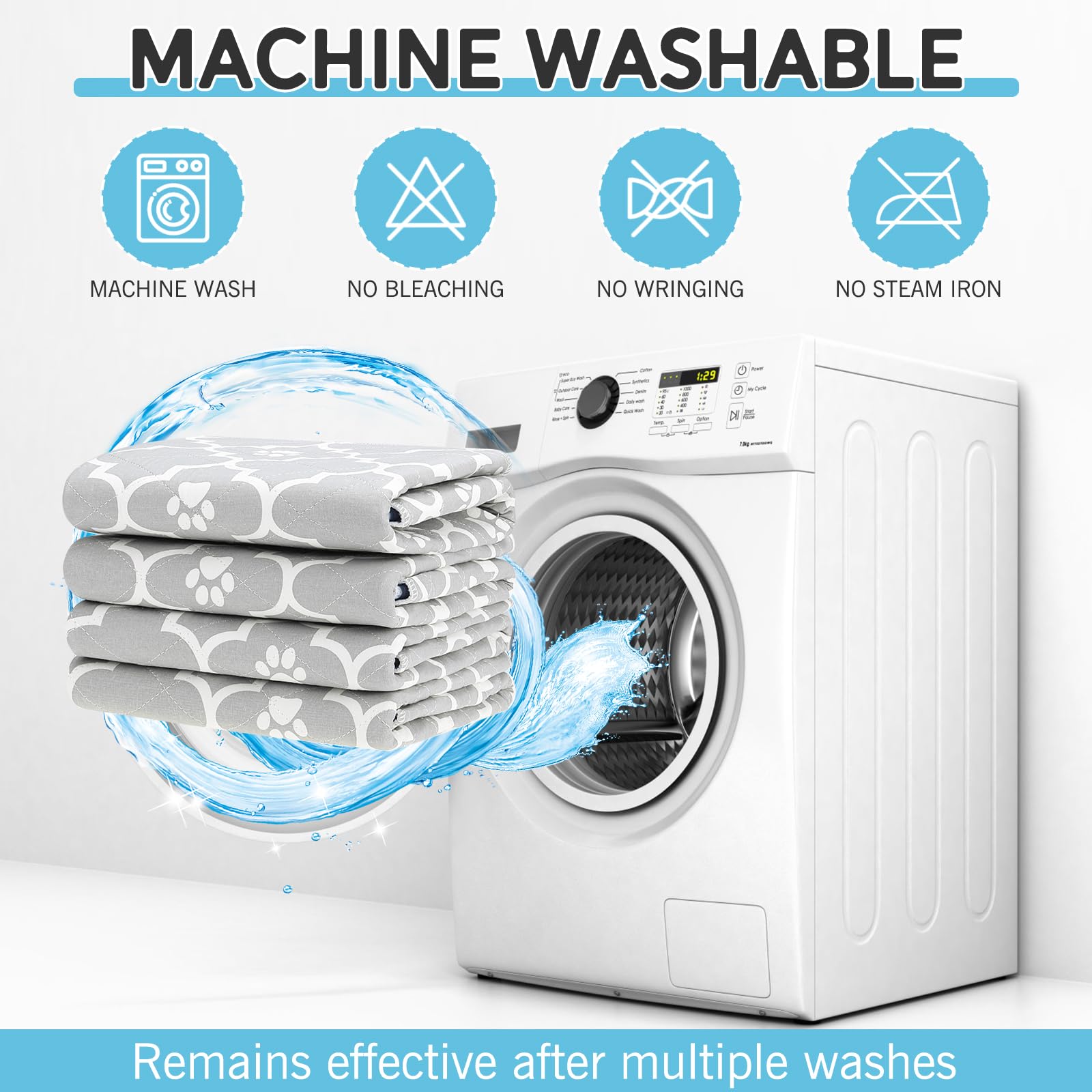 Esgpet Washable Pee Pads For Dogs - 36   X24    4Pcs, Whelping Pad For Puppy Training, Playpen Crate Bed Floor Protector, Reusab