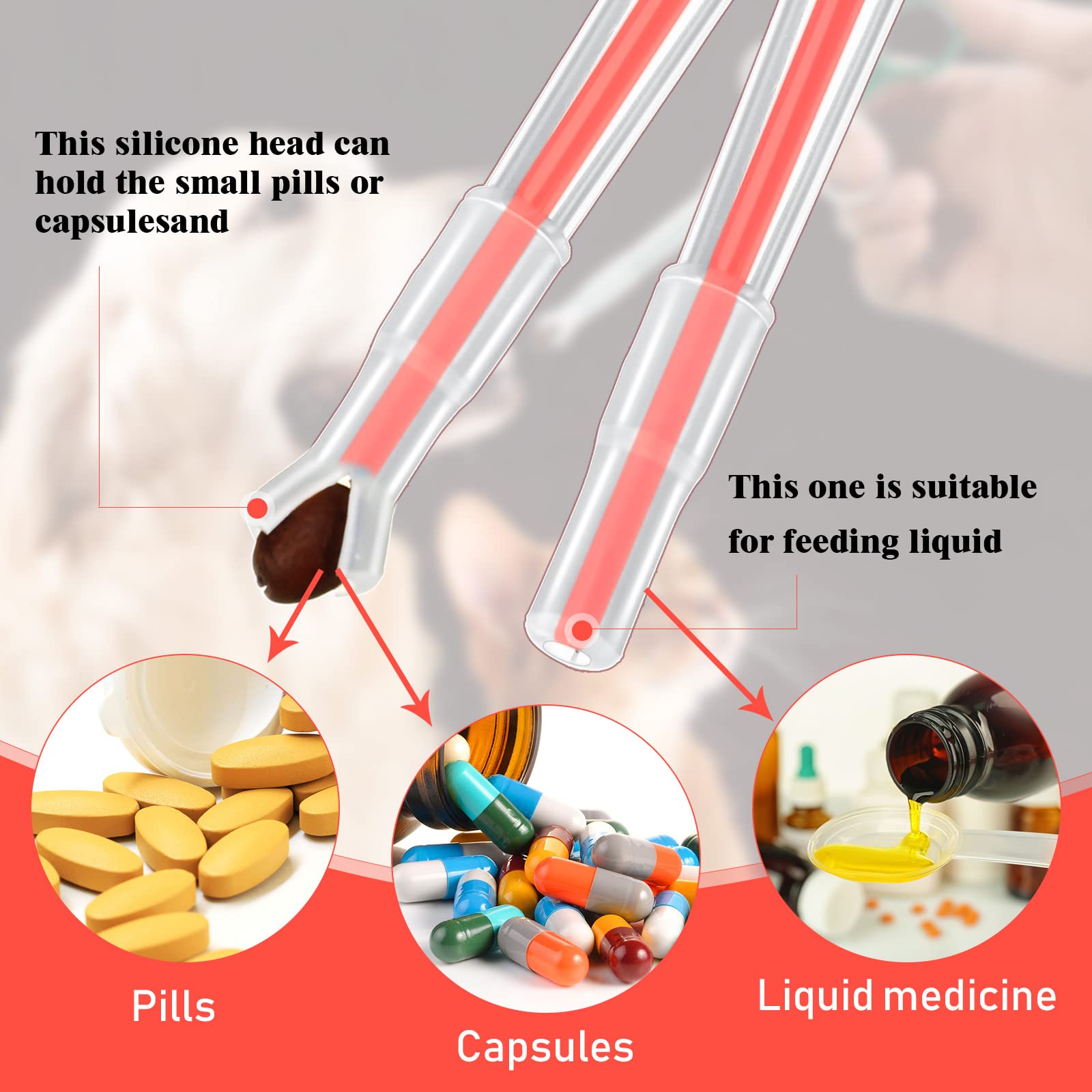 4 Pieces Pet Pill Plunger Popper for Small Cats Dogs Pill Gun Dispenser Shooter Pet Piller Soft Tip Tablet Syringe Pusher Animal