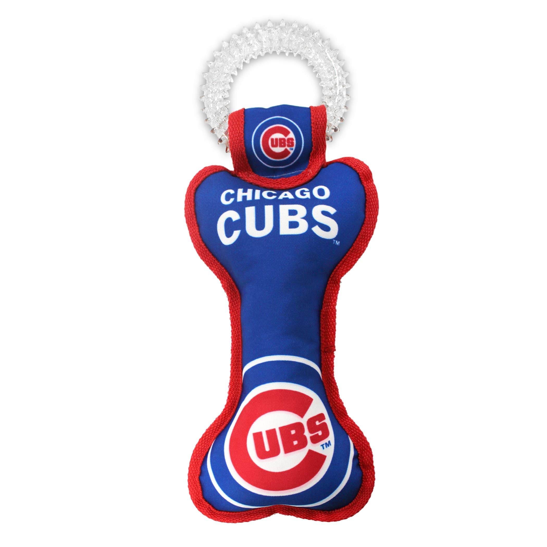 Mlb Chicago Cubs Bone Shaped Dental Dog Tug Toy With Squeaker. Tough Pet Toy For Healthy Fun, Teething, And Cleaning Pet'S Teeth