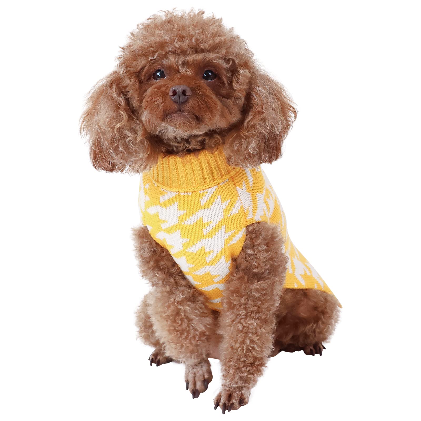 Cutebone Turtleneck Dog Sweater For Medium Dogs Houndstooth Pet Winter Clothes Pullover Sweater Cat Clothes