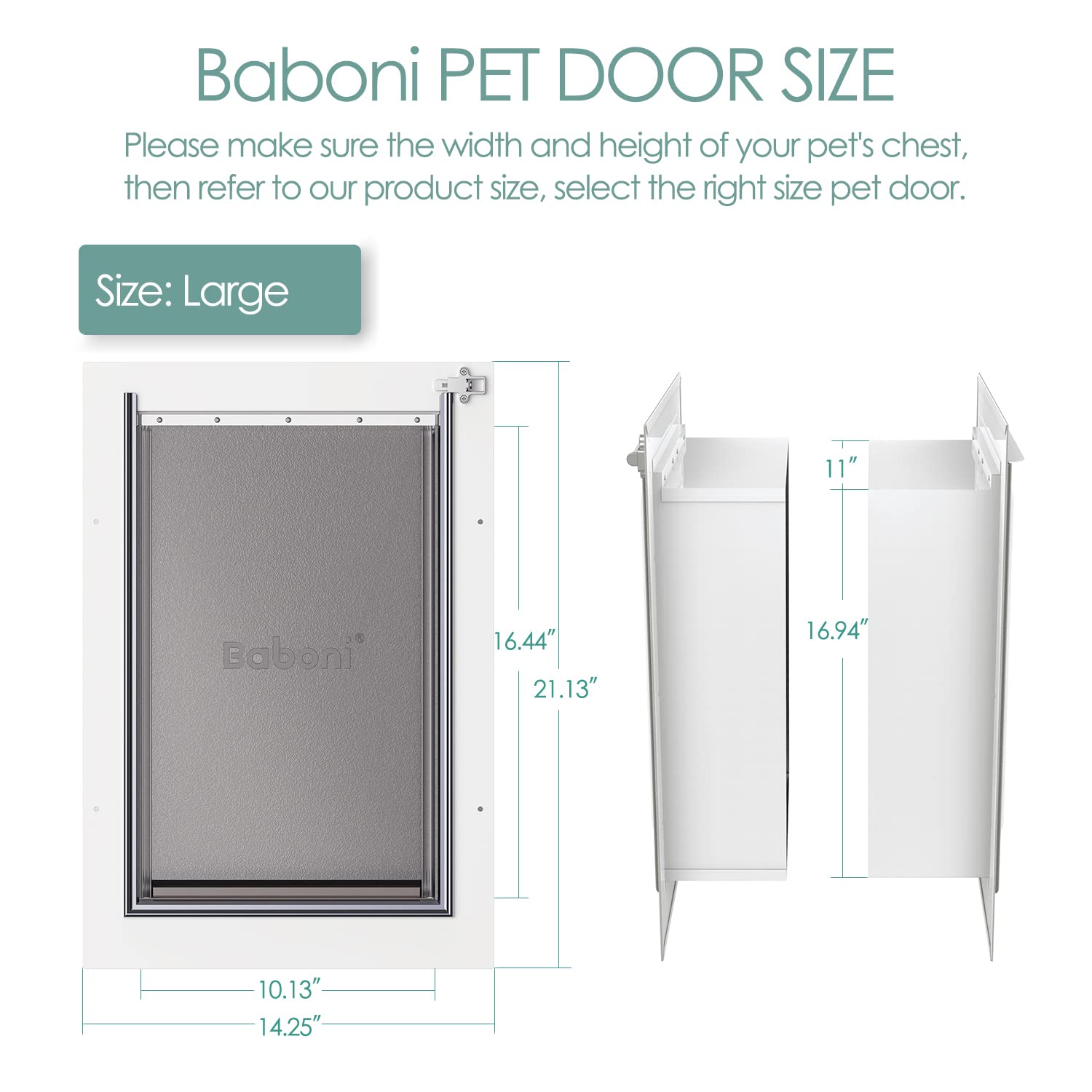 Baboni Pet Door For Wall, Steel Frame And Telescoping Tunnel, Aluminum Lock, Double Flap Dog Door And Cat Door, Strong And Durab