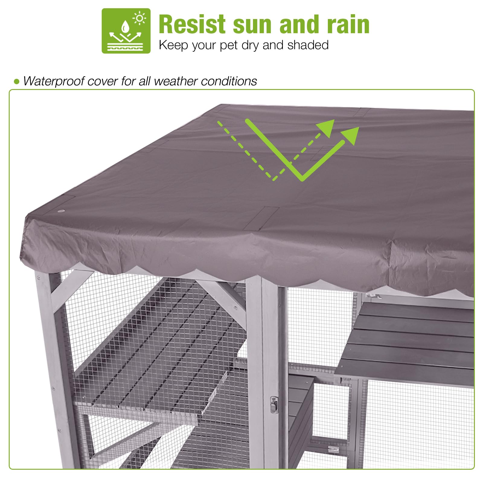 Gutinneen Catio Outdoor Cat Enclosure Large Walk In Window Cat House For Mulitiple Cats With 7 Platforms And 2 Resting Box,Tarp