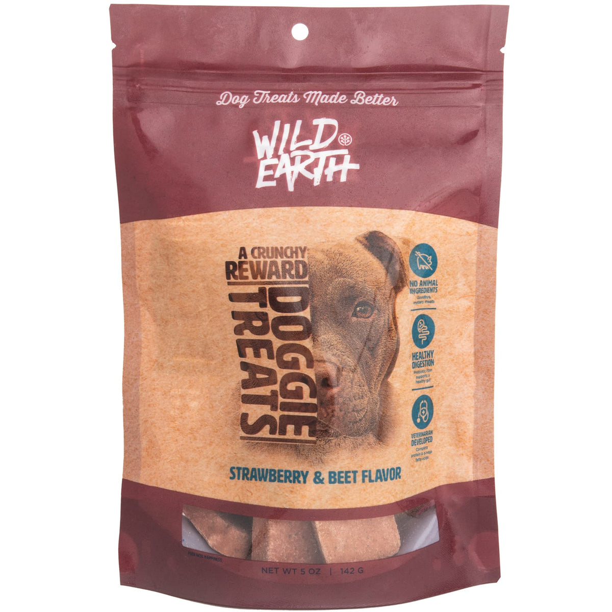 Wild Earth Superfood Dog Treats, Plant Based Dog Treats With Omega Acids, Prebiotics & Koji Protein, No Fillers, Veterinarian-Developed, Strawberry & Beet Flavor