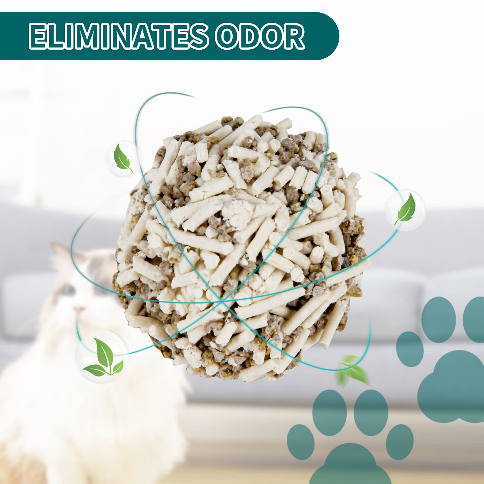 Meowgic Paws Plant-Based Cat Litter, Odor Control Quick Clumping Tofu Cat Litter, 24 Lbs, Low Tracking Dust Control Lightweight