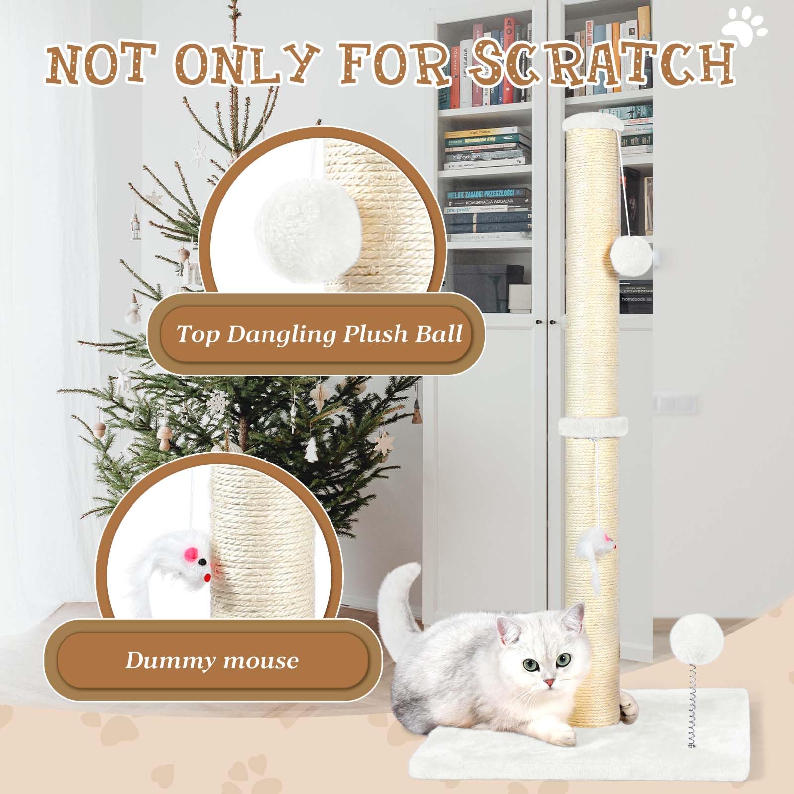 ANWA 32 Tall Cat Scratching Posts for Indoor Cats, 3-in-1 Cat Scratching Post with Plush Toys, Premium Sisal Post for Cats at Al