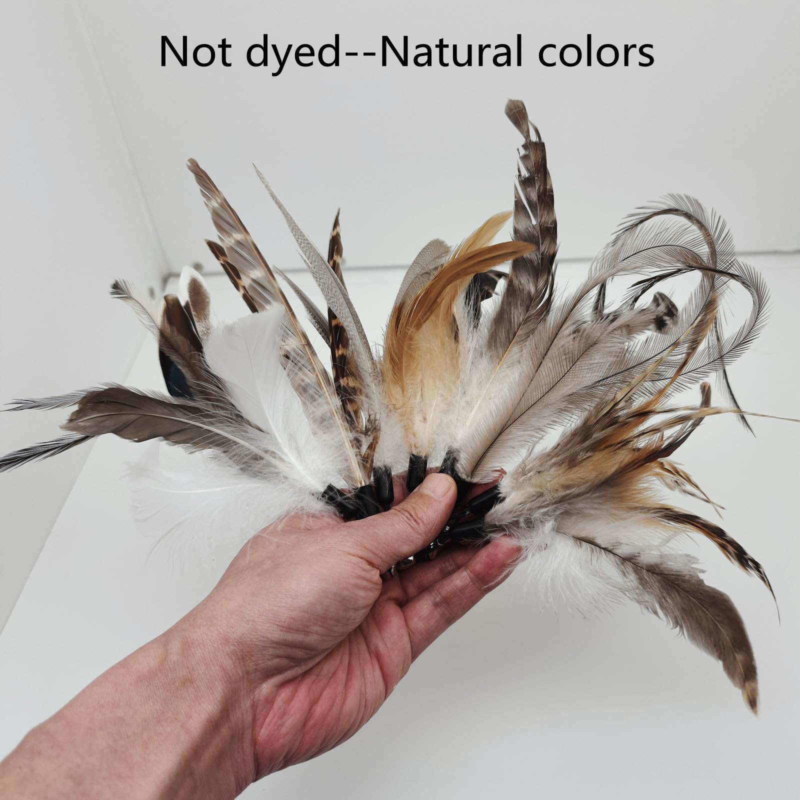 Miwoowim Natural Unstained Feathers,8Pcs Cat Feather Toys Replacement Wand Toy Refills, Cat Feathers Refill For Indoor Cats,Perf