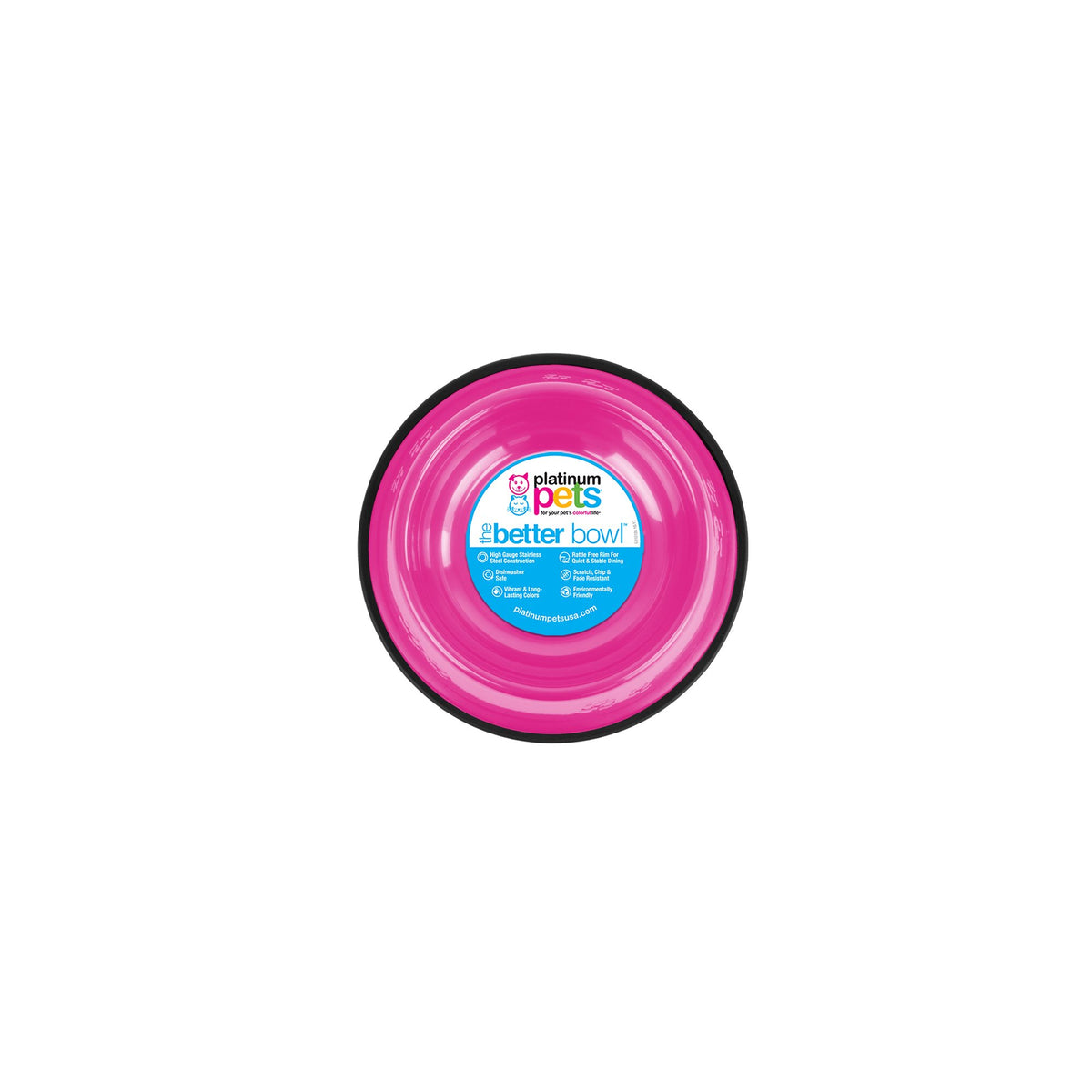 Platinum Pets Non-Tip Stainless Steel Dog Bowl, 6 Oz, Bubble Gum Pink, X-Small