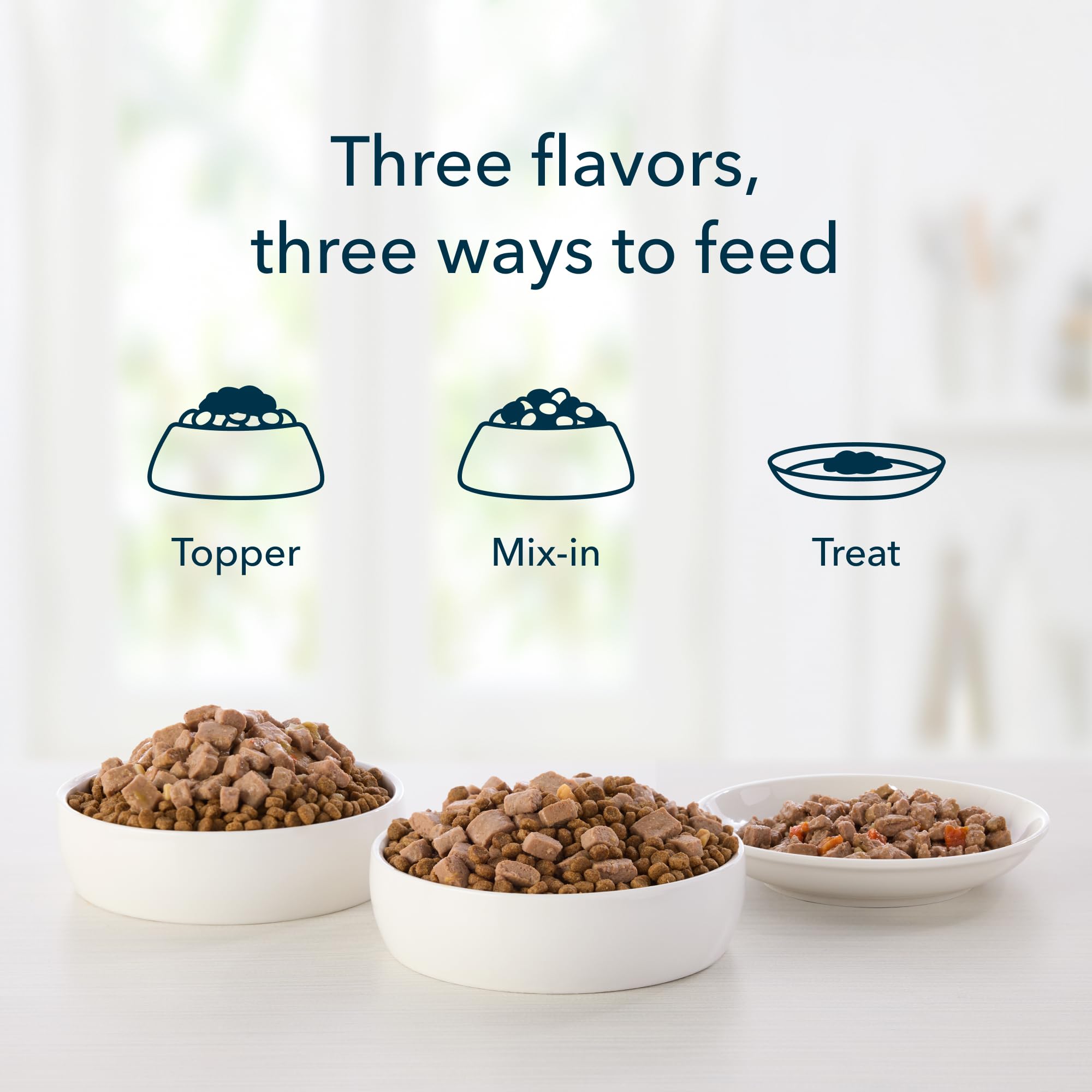 Amazon Brand - Wag Wet Dog Food Topper, Chicken, Lamb, and Salmon Stew in Gravy, 3.5 oz Pouches (Pack of 24)