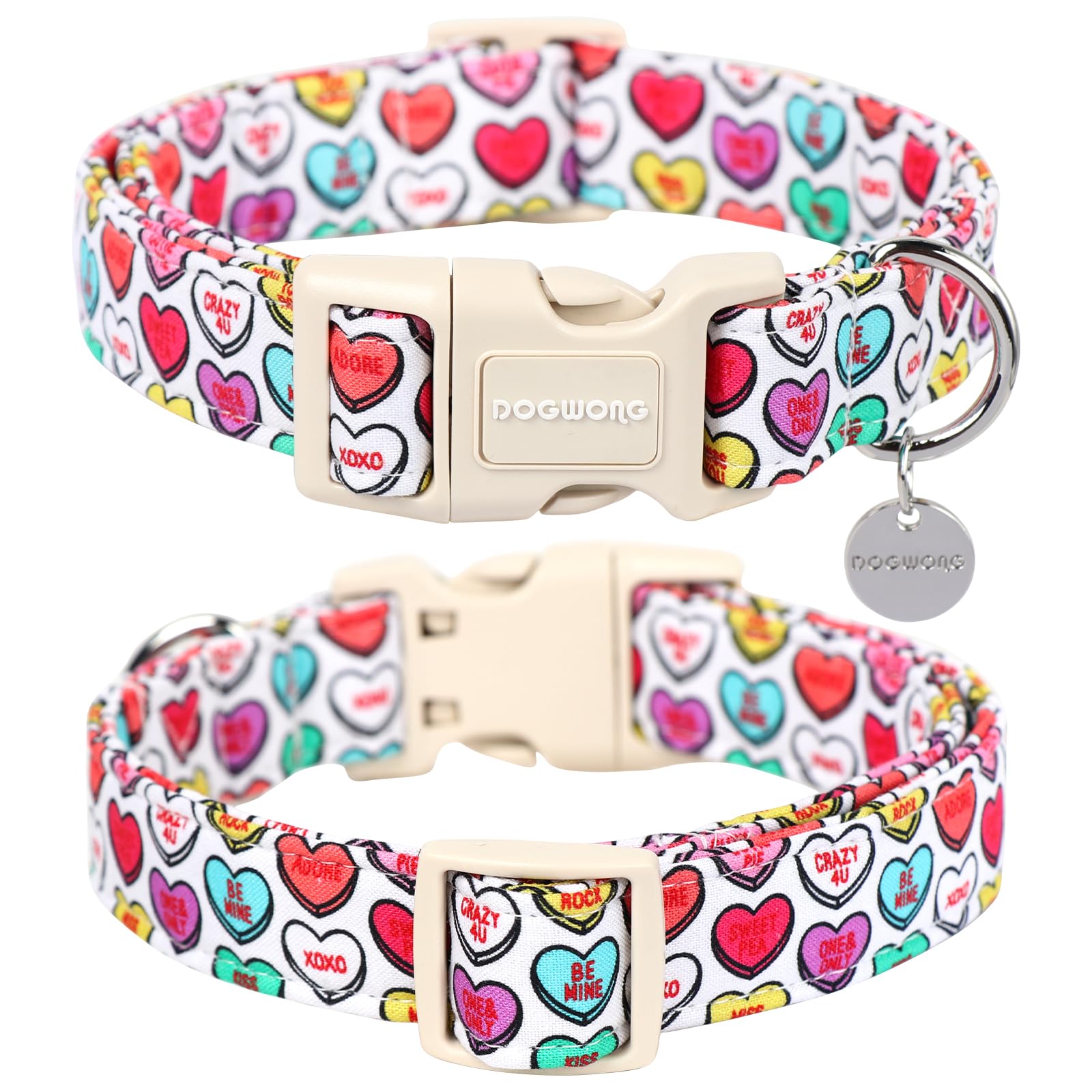 Dogwong Valentine'S Dog Collar, Adjustable Durable Heart Candy Dog Collar Cute Dog Collar For Small Medium Dogs