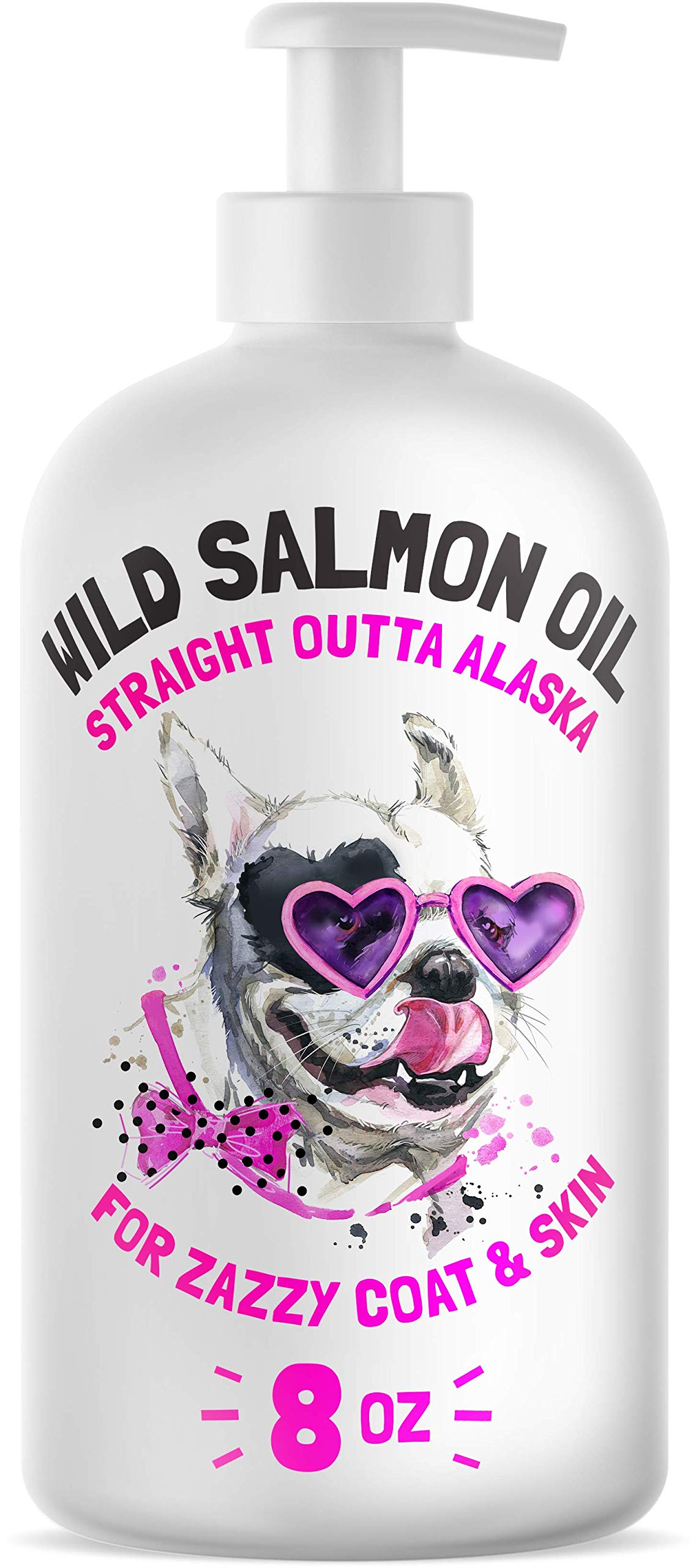 Wild Alaskan Salmon Oil for Dogs & Cats - Pure Fish Omega 3 6 9 Liquid EPA DHA Fatty Acids - Skin & Coat Supplement - Supports J