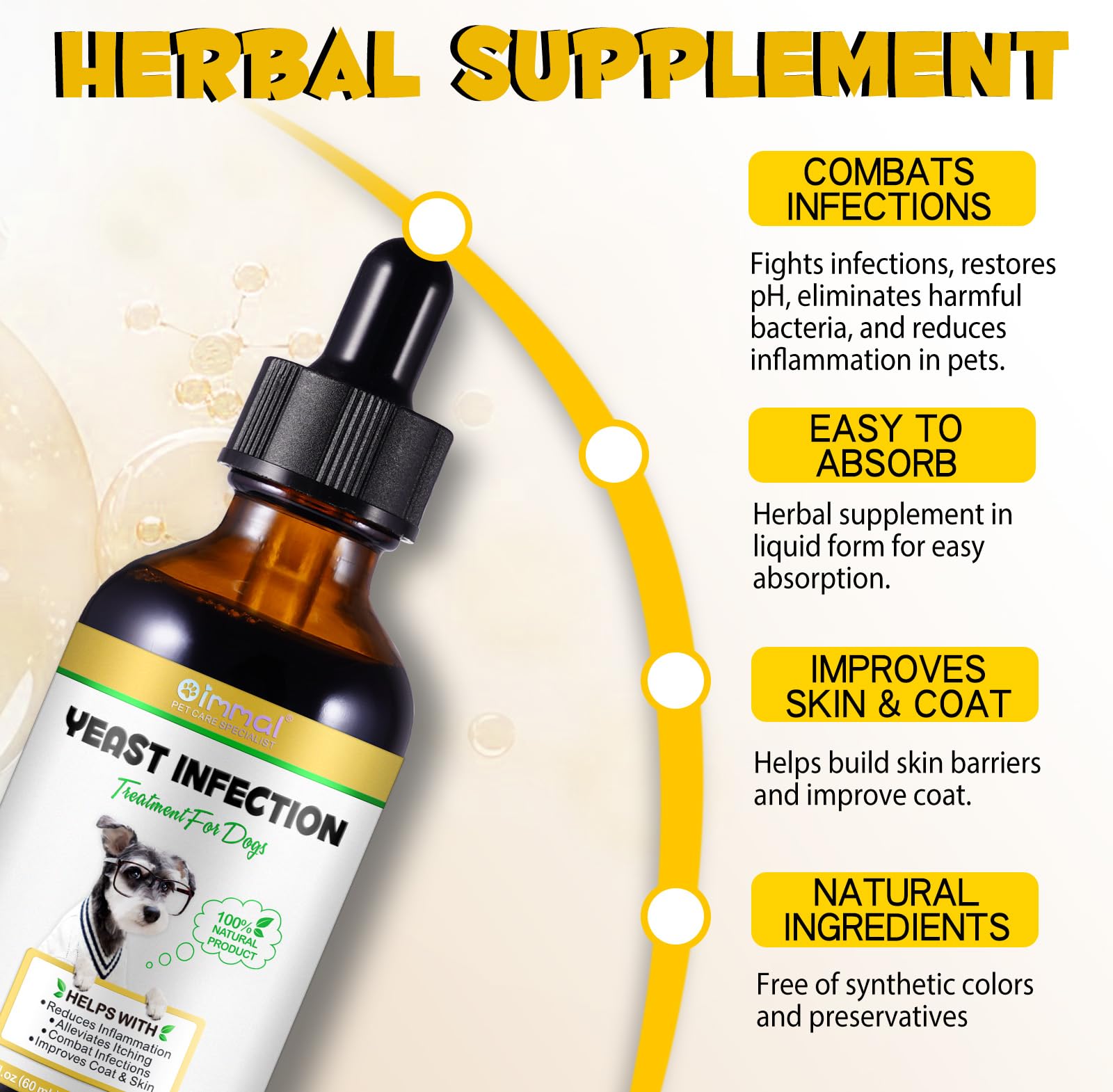 Yeast Infection Treatment for Dogs, Natural Dog Yeast Infection Treatment Supports Itch Relief, Ear Infection, Allergy Relief, P