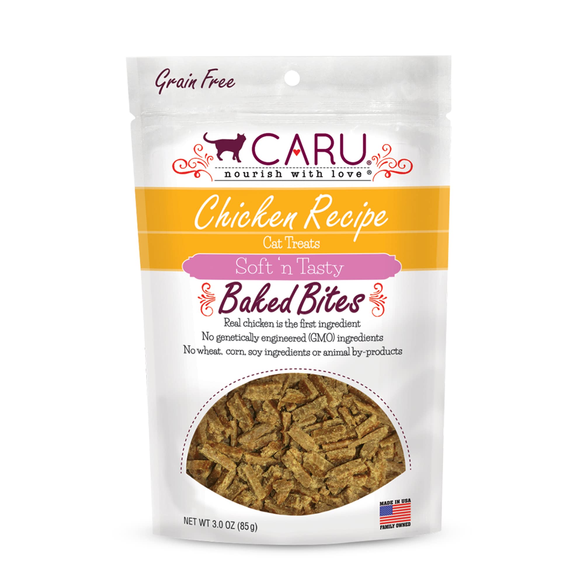 CARU - Soft n Tasty Baked Bites - Chicken Bites Cat Treats - Flavorful All-Natural Treats - 3 oz.