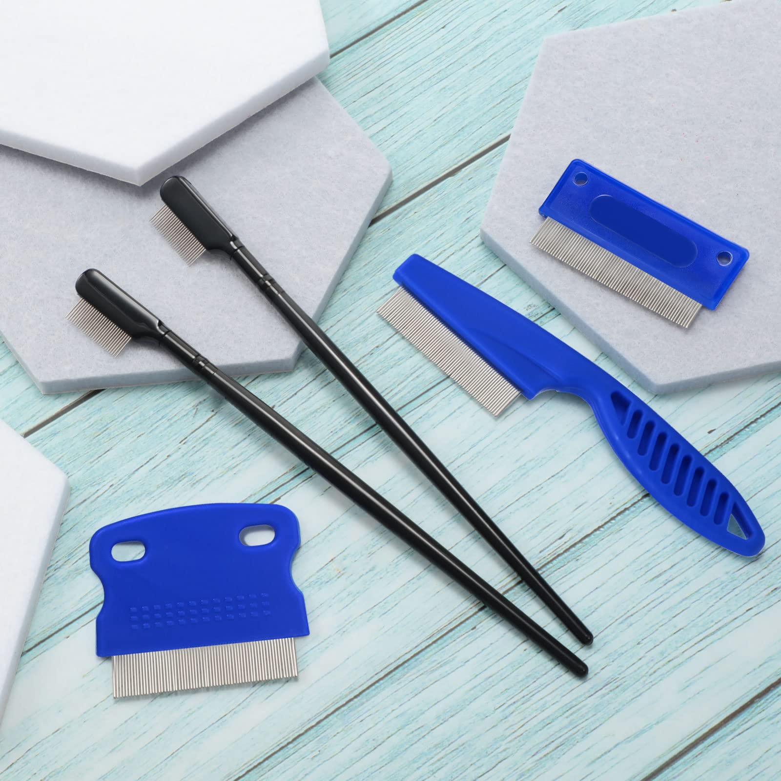 5 Pieces Dog Eye Combs Tear Stain Remover Combs Pet Grooming Comb For Small Dogs Gently Removing Eye Mucus And Crust (Blue, Blac