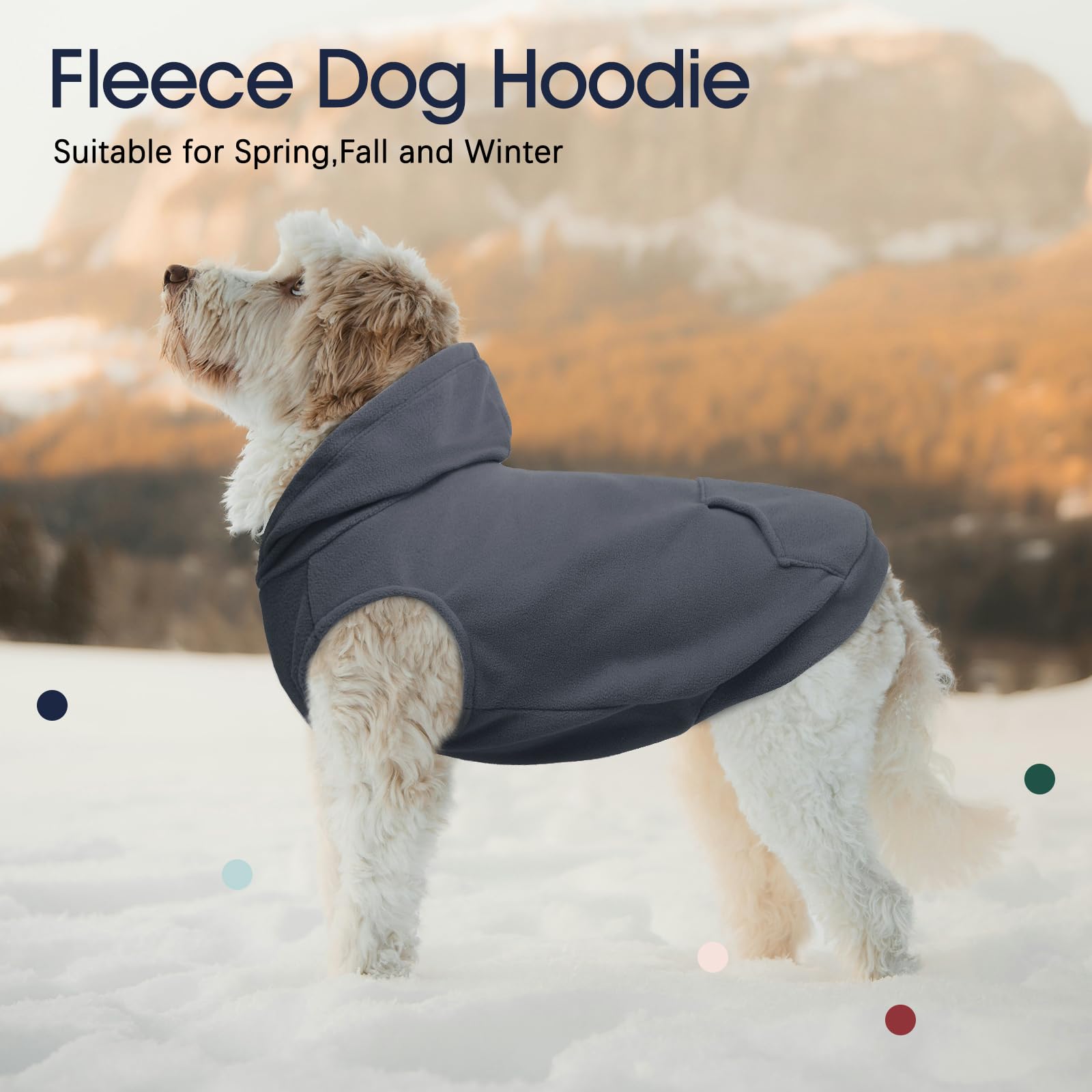 Ieco Ii Dog Hoodie - Polar Fleece Sweatshirt With Hood. Medium Size, Grey. Perfect For Dogs - Pug, Jack Russell. Unisex - Boy &