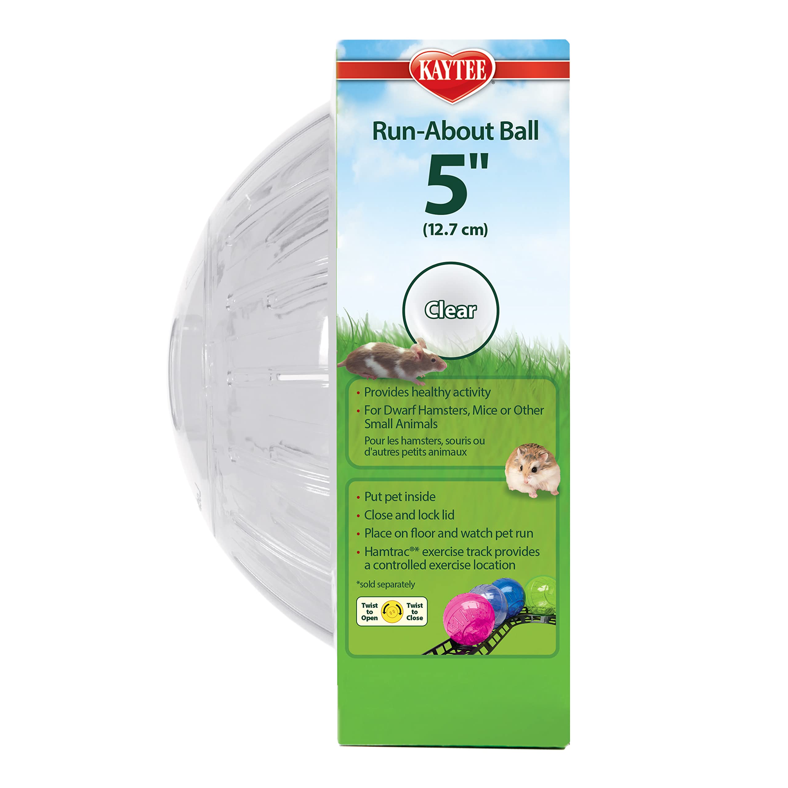 Kaytee 5 Clear Exercise Ball for Dwarf Hamsters & Mice - Durable & Safe Pet Toy