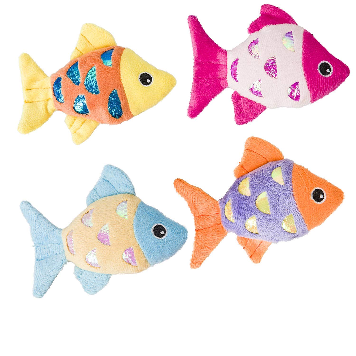 Spot 52075 4.5'' Shimmer Glimmer Fish With Catnip Cat Toy Assorted Colors