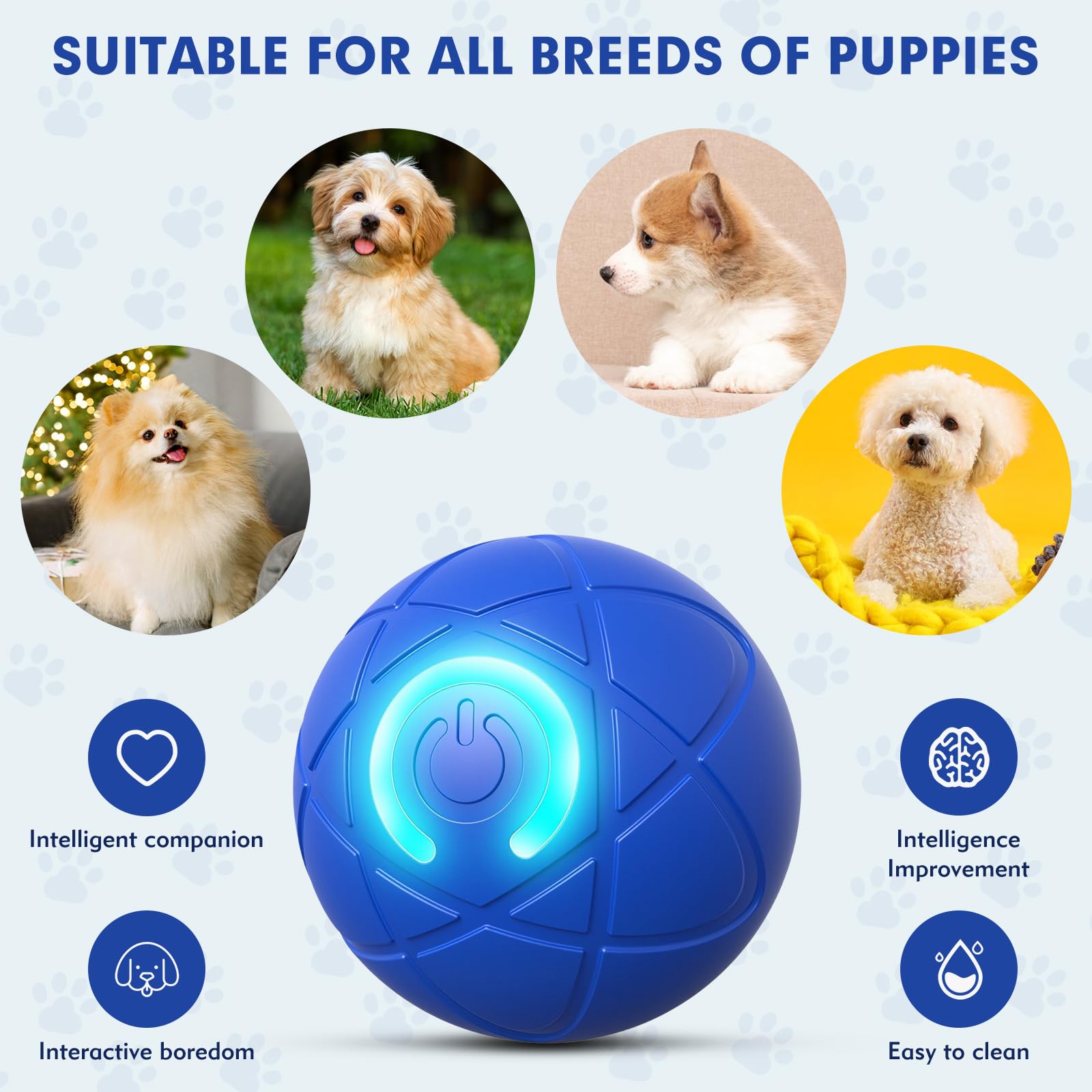Interactive Dog Toys For Small Dogs, Usb Rechargeable Smart Jumping Ball For Dogs, Chew-Resistant Tpe & Bpa-Free Vibrating Dog B