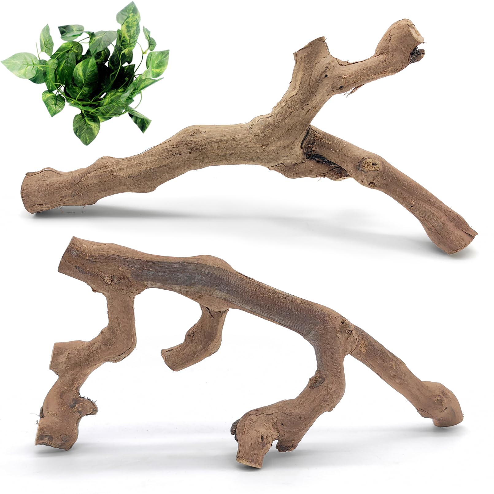 VCEPJH Snake Climbing Branch, 2Pcs Reptile Wood Natural Cork Log Tank Accessories Tree Trunk for Chameleon Bearded Dragon Gecko 