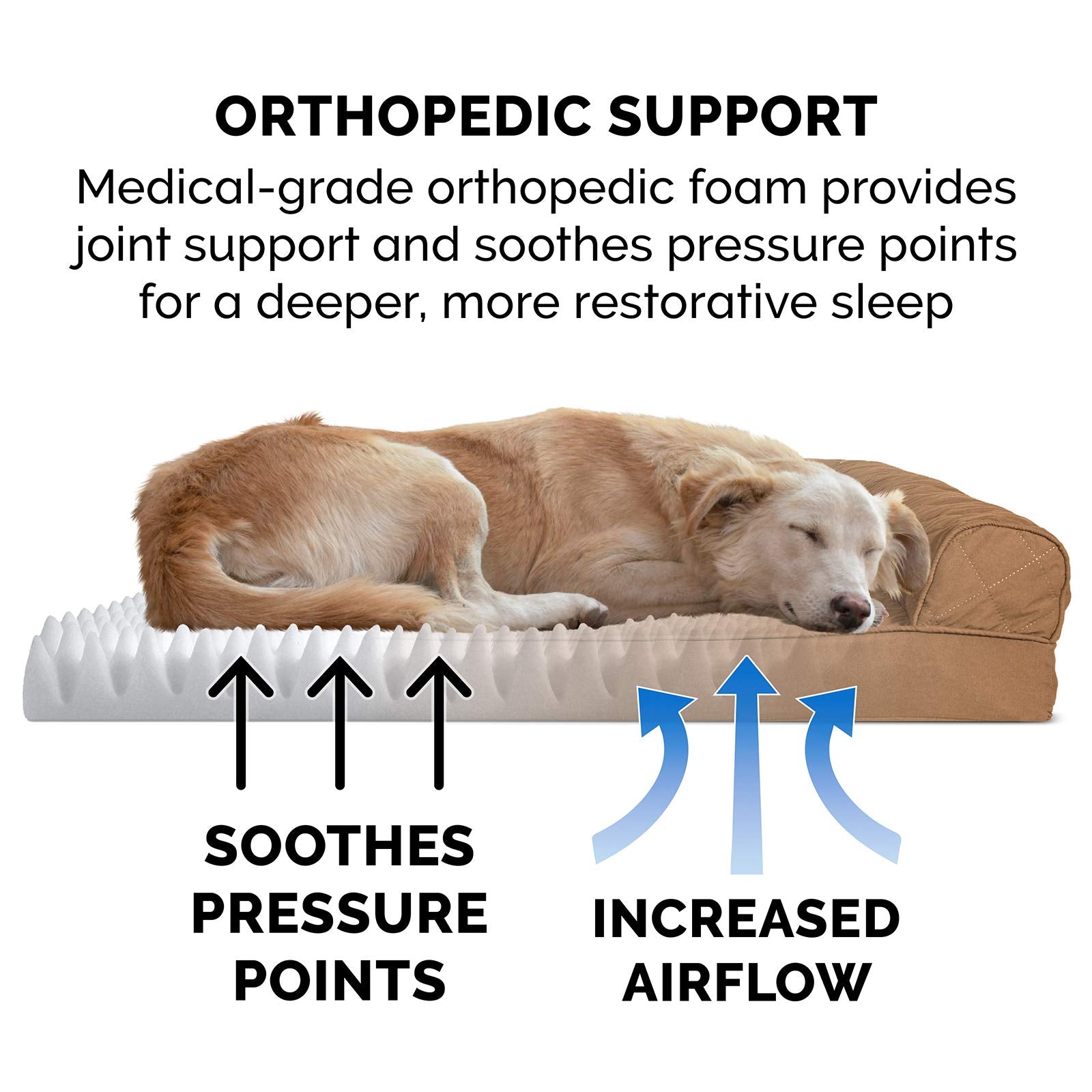 Furhaven Medium Orthopedic Dog Bed Quilted Sofa-Style W/ Removable Washable Cover - Toasted Brown, Medium