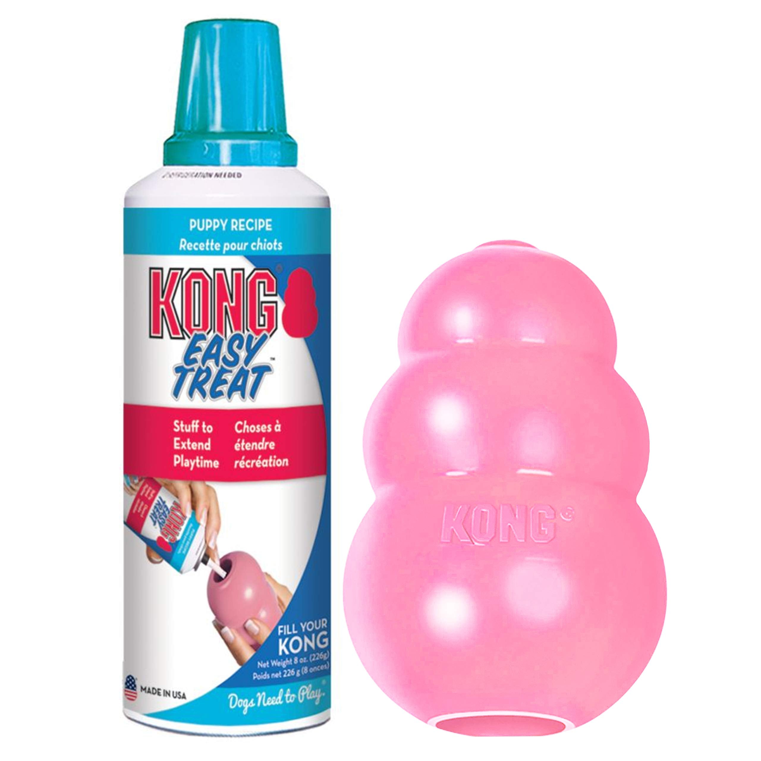 Kong - Puppy Toys For Teething With Puppy Easy Treat Stuffing (Colors May Vary) - For Medium Puppies