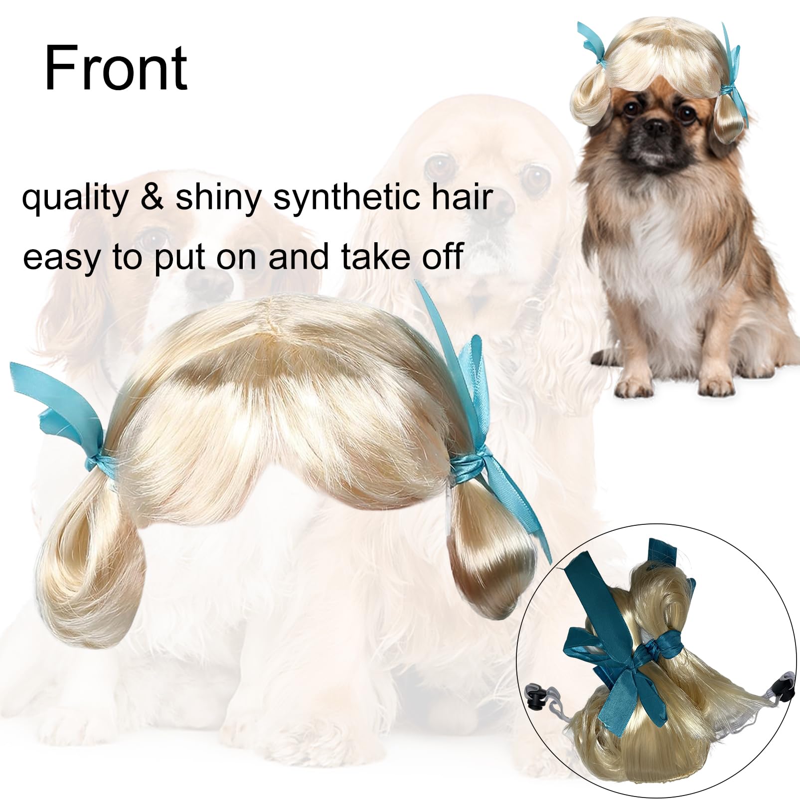Funny Dog Wig Pet Costumes, Cat Costume Synthetic Hairpiece Cosplay Wigs, Headwear For Halloween Christmas Festivals Party Decor