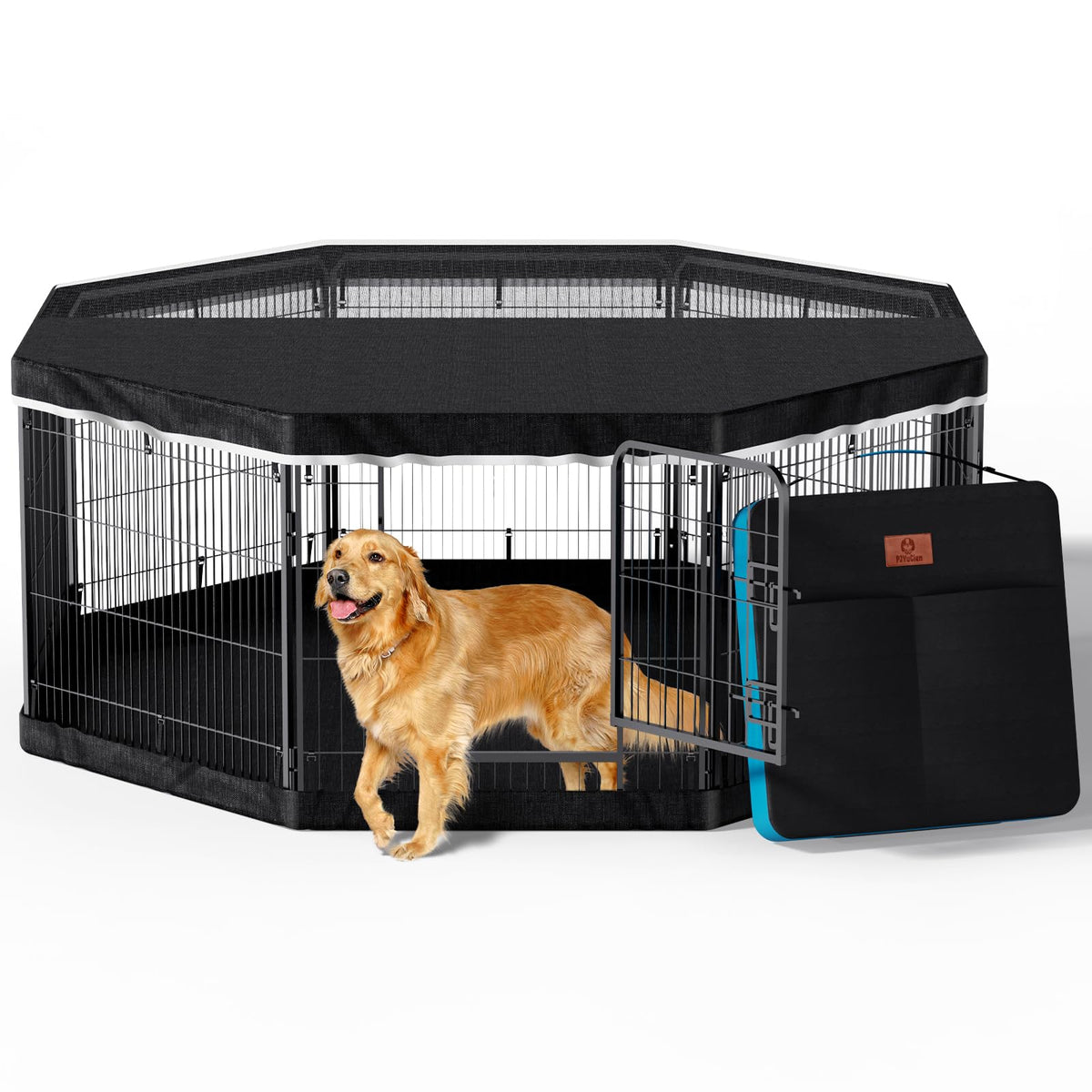 Pjyucien Dog Playpen Plus Storage Bag For Camping, 24'' H Portable Dog Pen With Extra Hard Bottom, Heavy Duty Foldable Puppy Pla