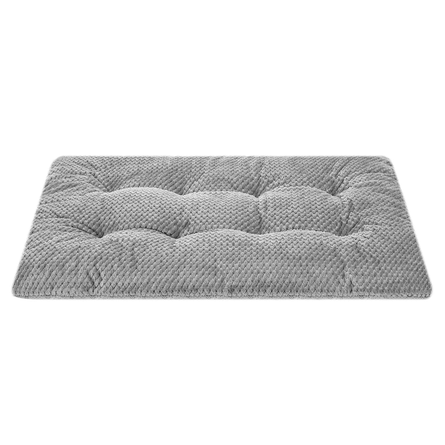 Wonder Miracle Fuzzy Deluxe Pet Beds, Super Plush Dog Or Cat Beds Ideal For Dog Crates, Machine Wash & Dryer Friendly (23' X 35', L-Pearl Grey)