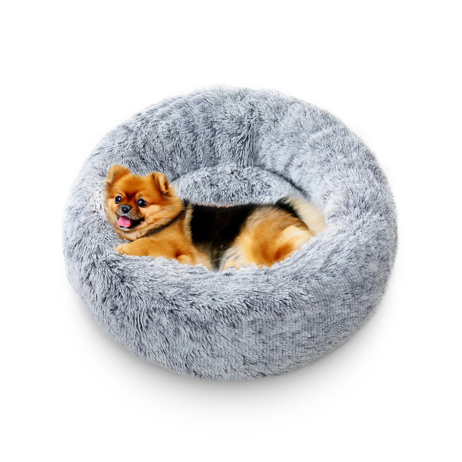 Olaphum Calming Dog Bed For Small Dogs, Anti-Anxiety Donut Small Puppy Bed Washable, Fluffy Plush Faux Fur Large Cat Bed, Fits U