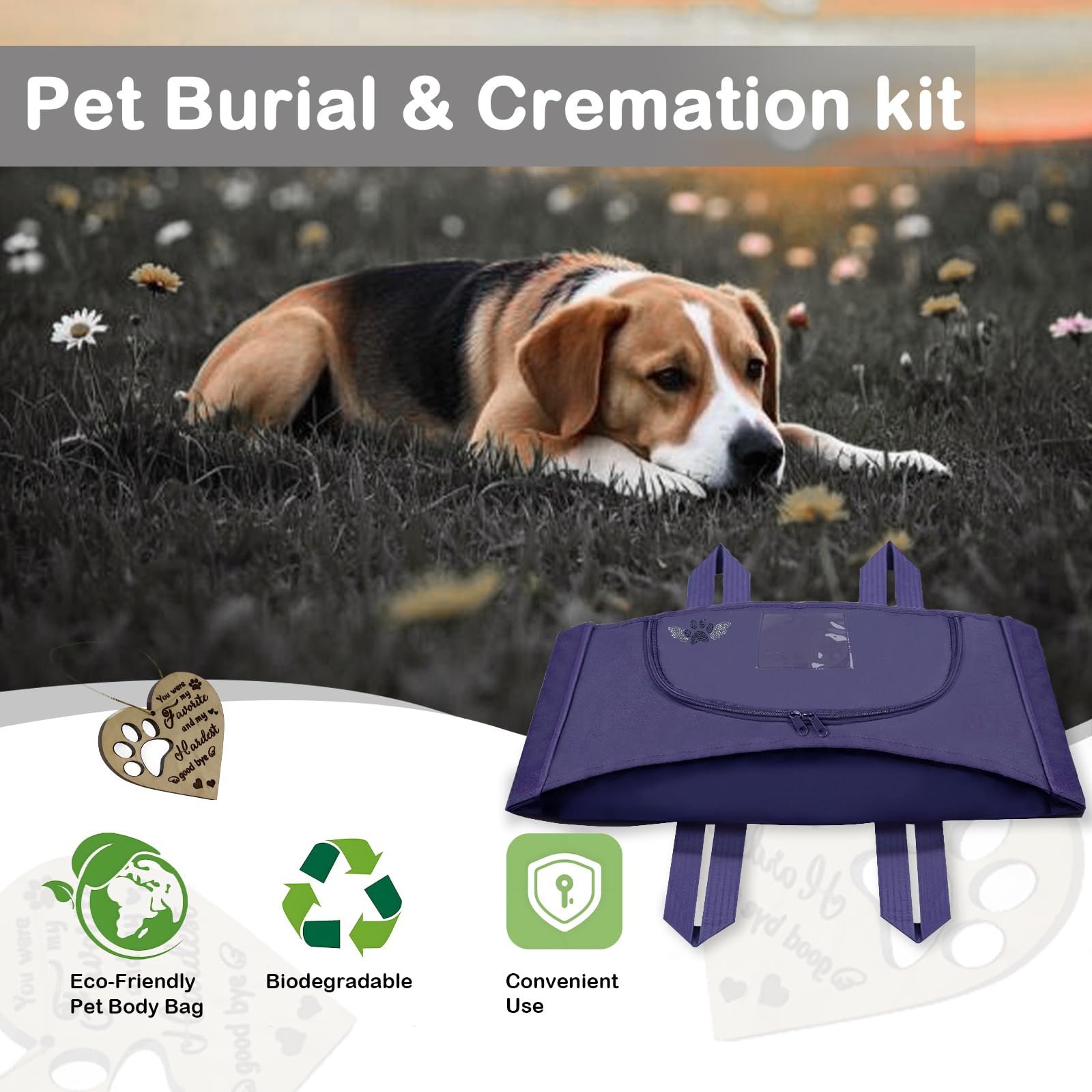 Lzhtime Pet Burial, Eco Friendly Pet Body Bag Suitable For All Kinds Of Pets Pet Casket For Burial And Cremation(Blue,L)
