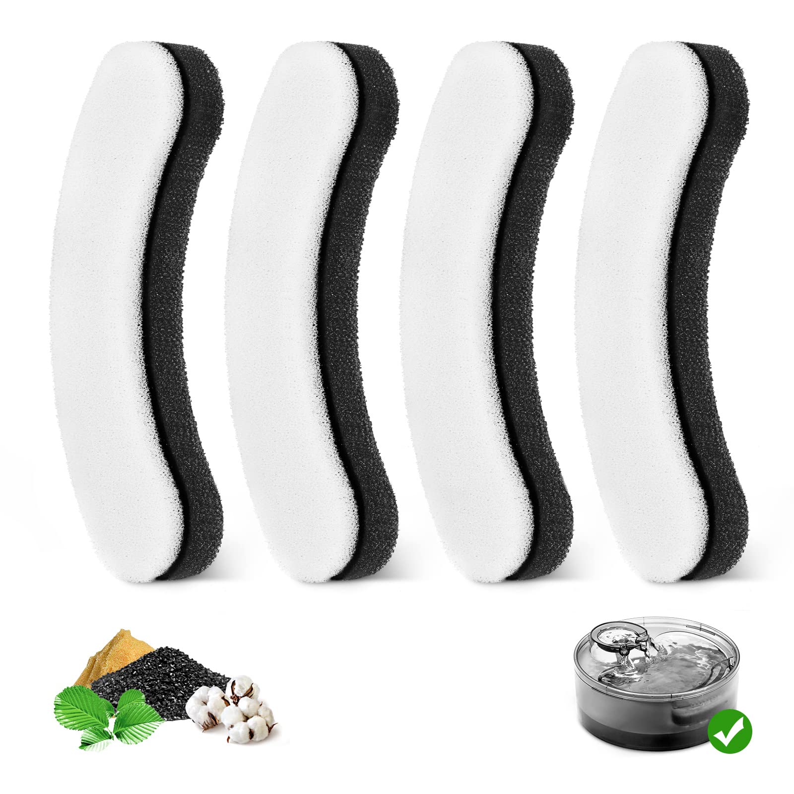 4 Pack Replacement Filters for DF10 & DF30 Automatic Pet Water Dispenser, BFLICROY Dog Water Filter Replacement, Carbon Cat Wate