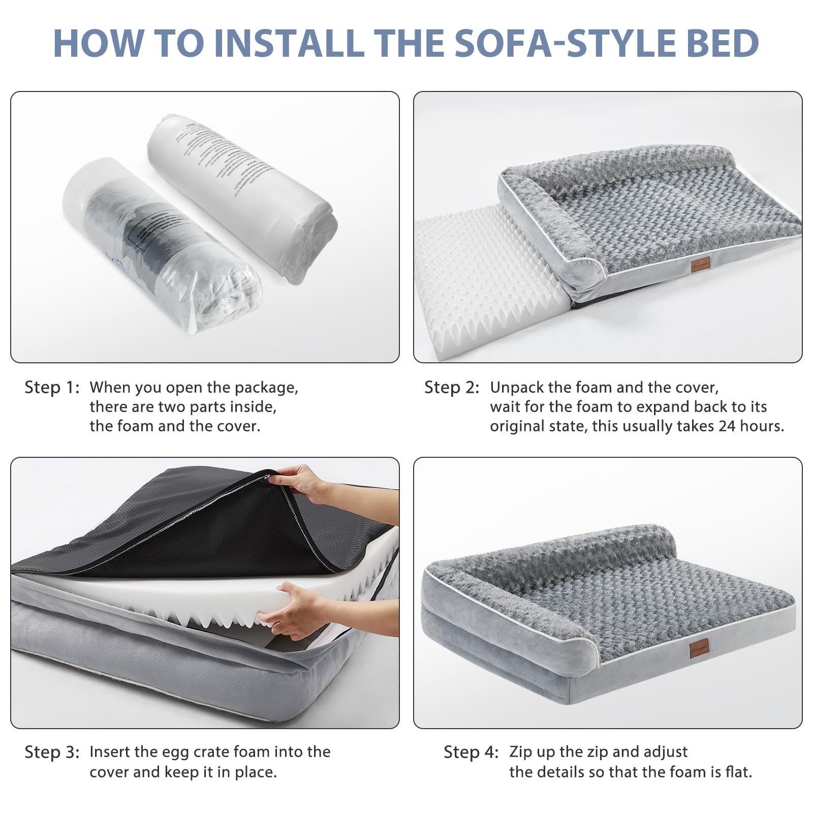 Bfpethome Orthopedic Dog Beds For Extra Large Dogs, Waterproof Sofa Xxl Dog Bed With Sides, Non-Slip Bottom And Egg-Crate Foam Big Dog Couch Bed With Washable Removable Cover,Pet Bed For Large Dogs