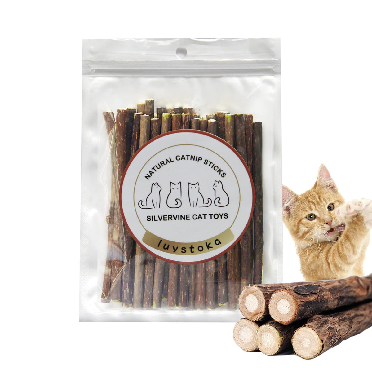 Silvervine Sticks For Cats, 30Pcs Kitten Toys Catnip Toys Matatabi Silvervine Sticks Kitty Chew Toys Wooden Stick Kitten Teethin