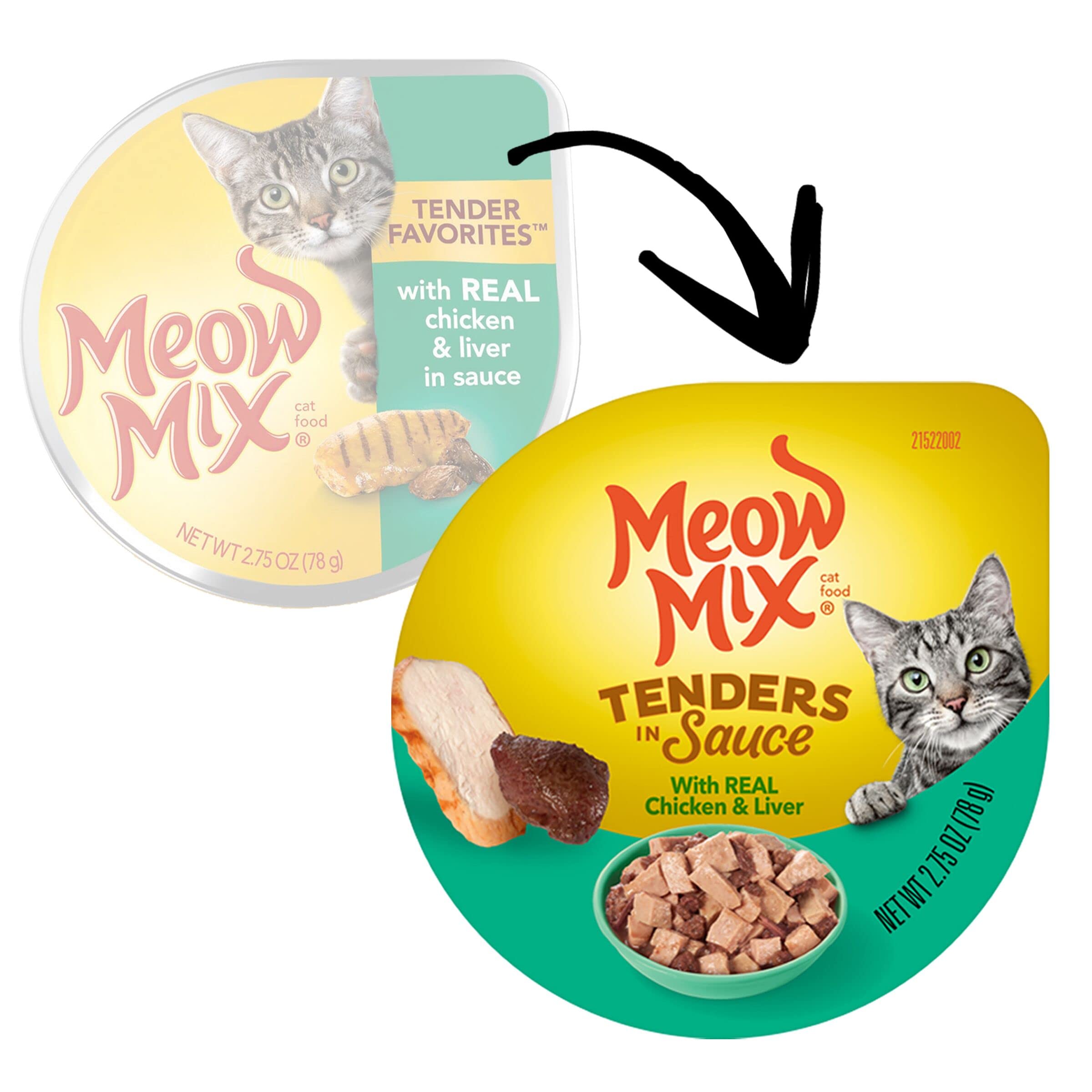 Meow Mix Tenders in Sauce Wet Cat Food, Chicken & Liver, 2.75 Ounce Cup (Pack of 12)