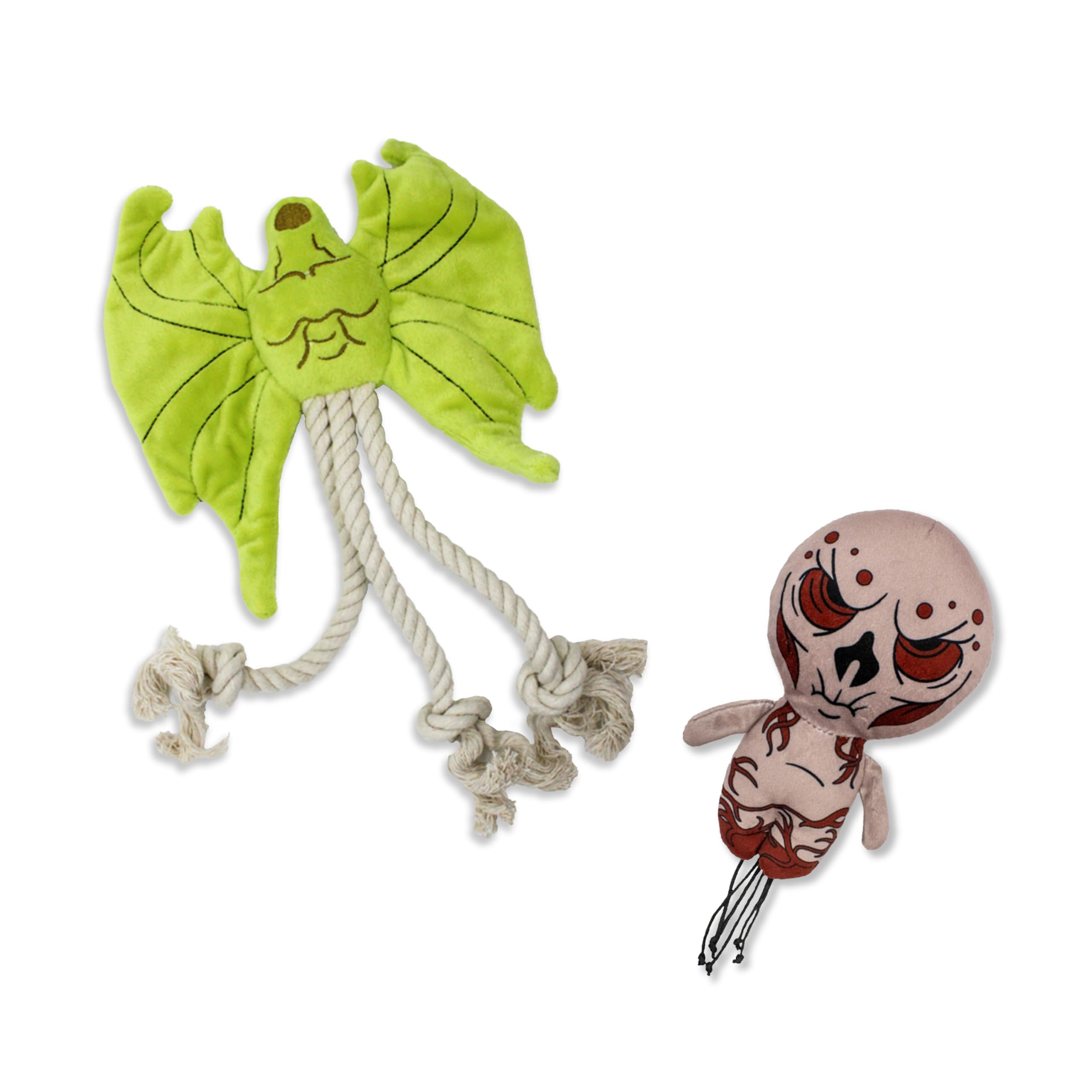 design LAB, Inc. Stranger Things Official Merchandise | Cool Dog Toys with Rope and Squeakers | Vecna & Demobat 2-Pack Set | Int