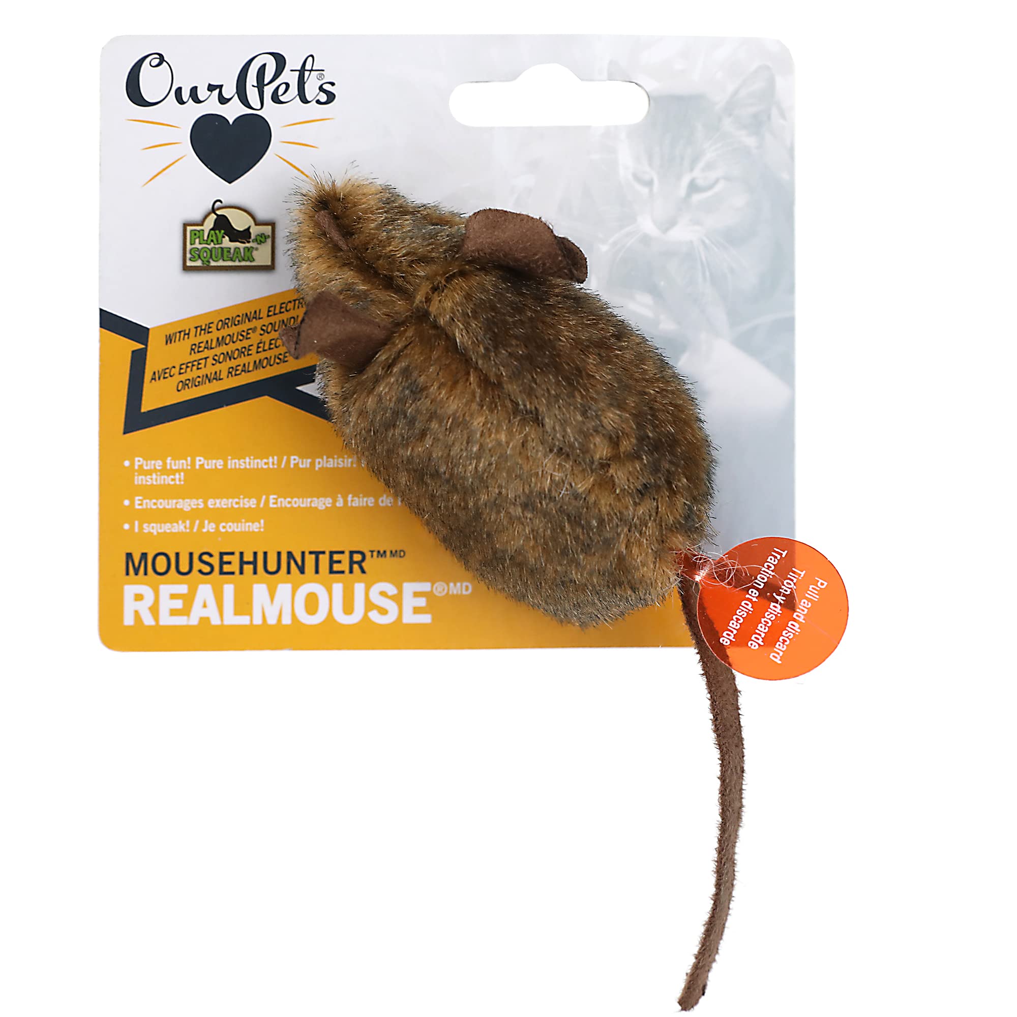 Ourpets Play-N-Squeak Mouse Hunter Cat Toys (Interactive Cat Toy & Catnip Toy With Real Mouse Electronic Sound) Perfect Toys For Indoor Cats With Catnip