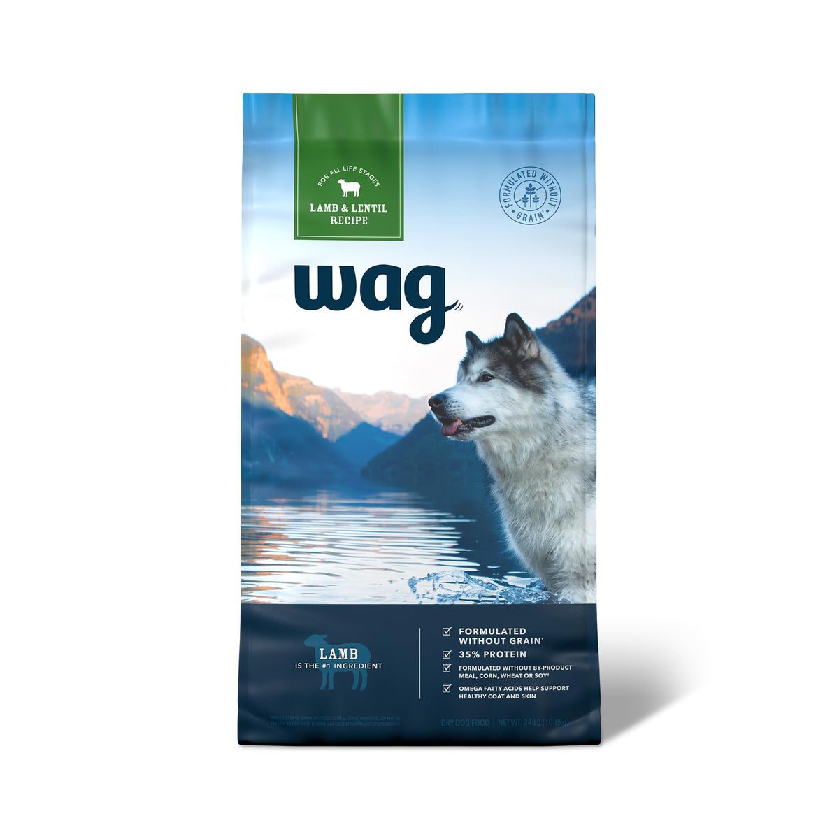 Amazon Brand - Wag Dry Dog Food Grain-Free Lamb & Lentil Recipe, High Protein (24 Lb Bag)