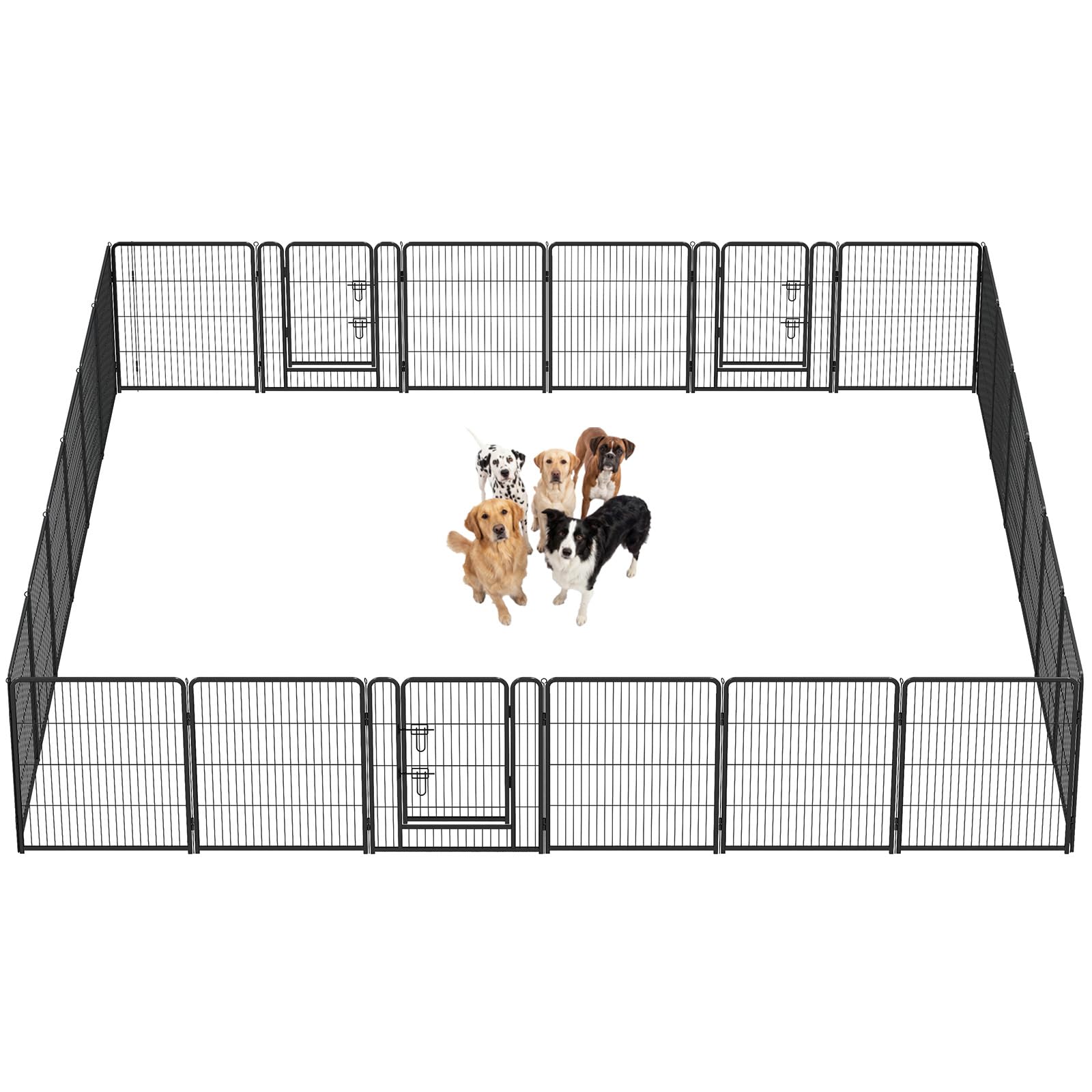 DUMOS Dog Playpen Indoor, Metal 32 Inch 24 Panels Foldable Pet Fence with Door, Outdoor Small Medium Large Dog Puppy Portable Ex